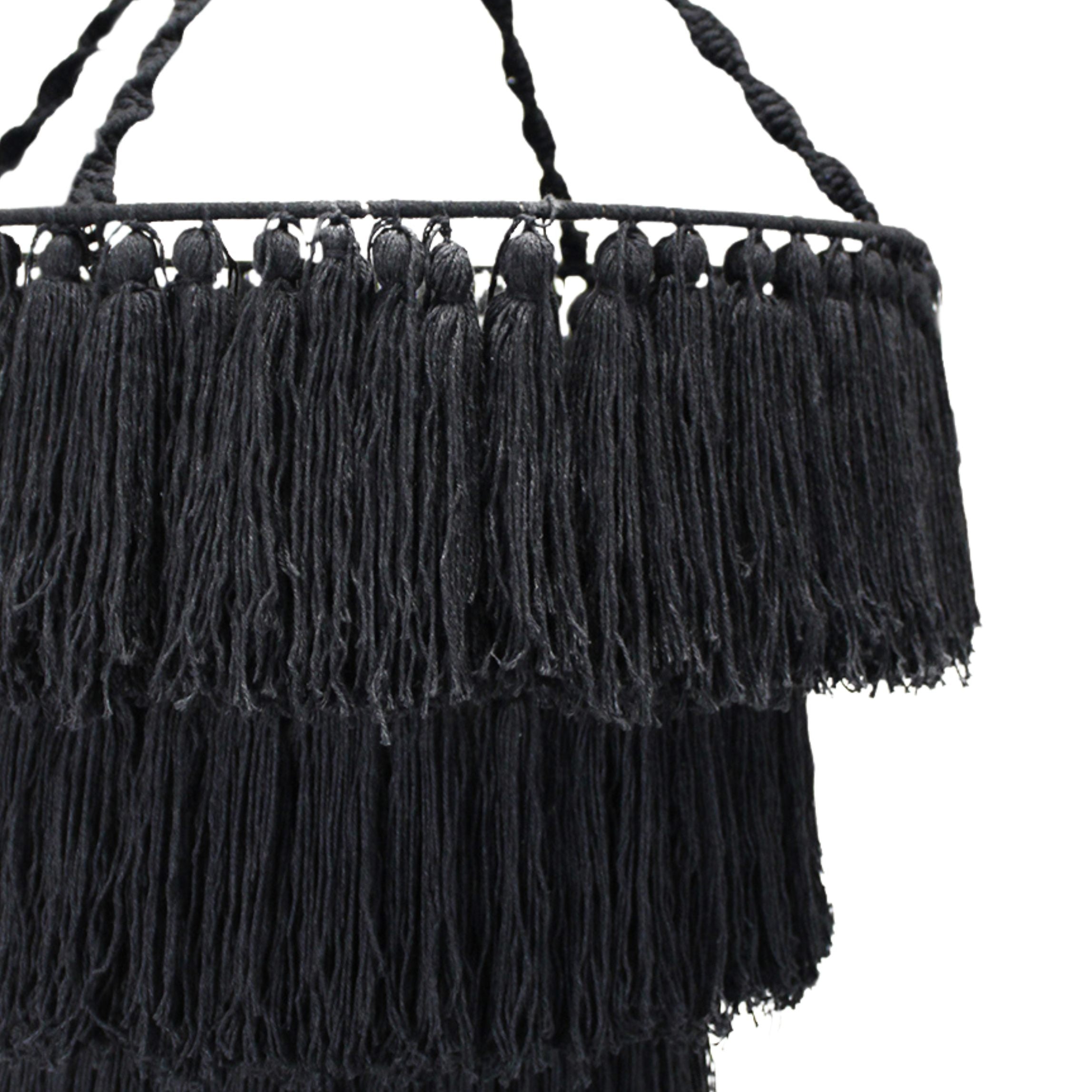 Boho Luxe Macramé Chandelier - Black Image 3