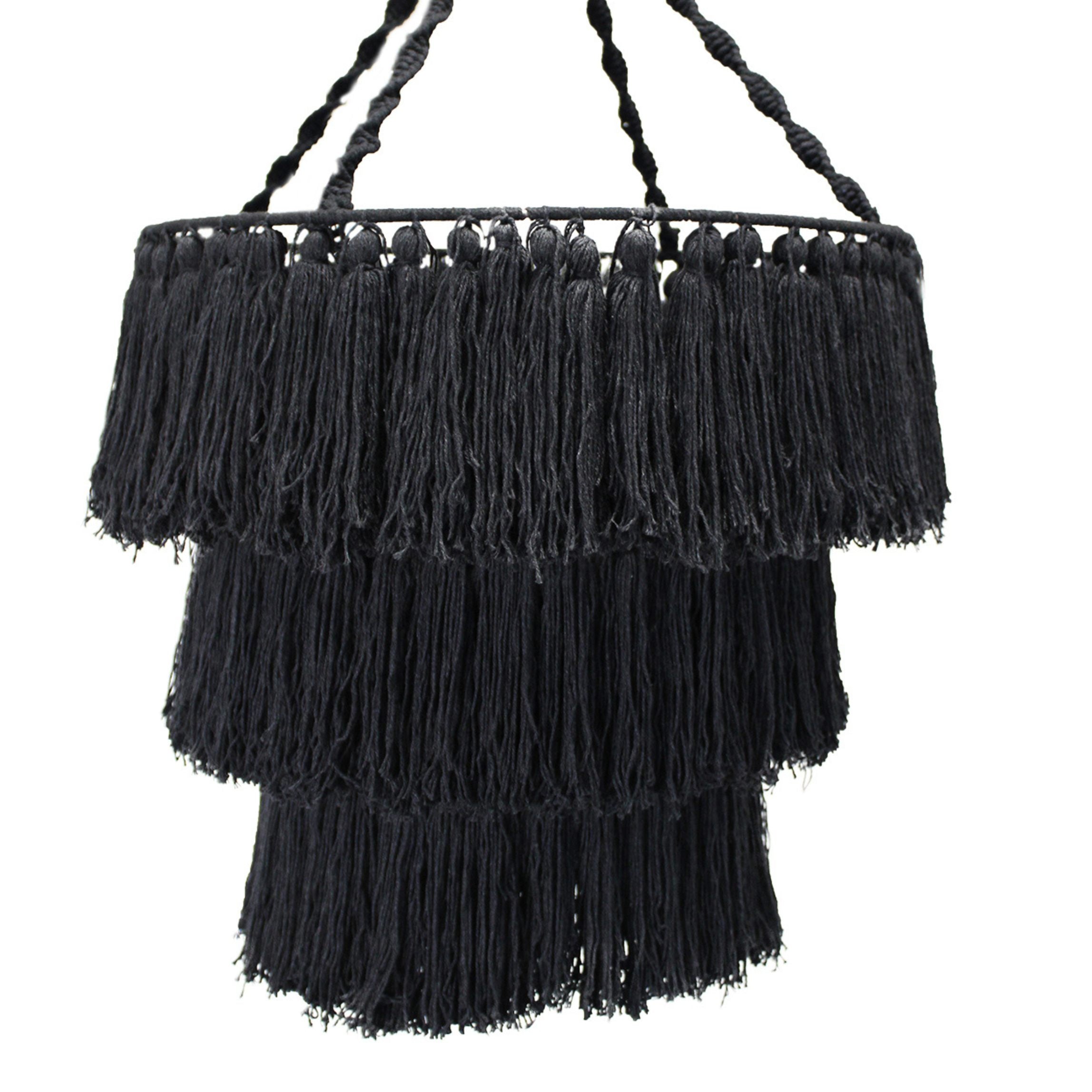 Boho Luxe Macramé Chandelier - Black Image 5