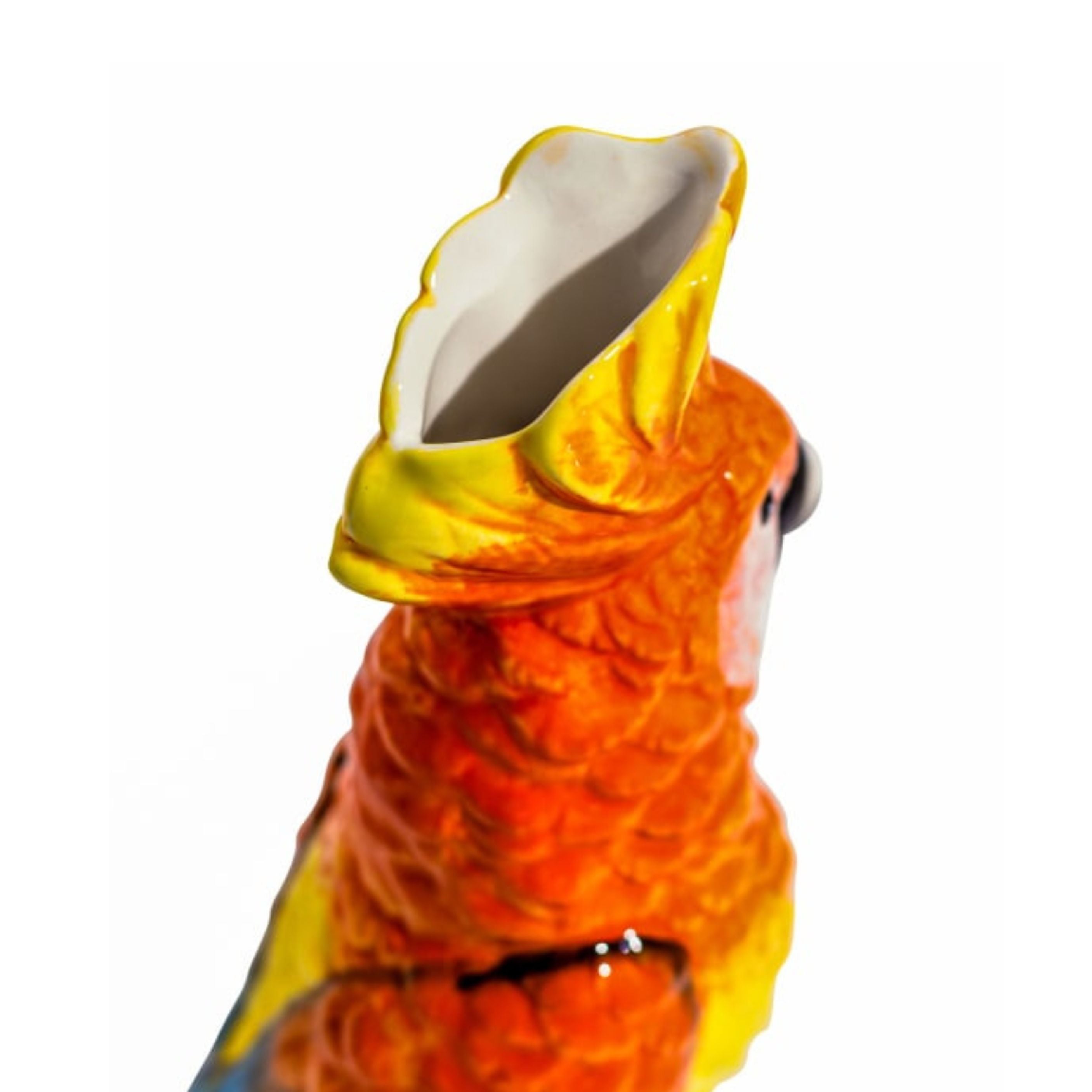 Orange Parrot on Perch Ceramic Vase