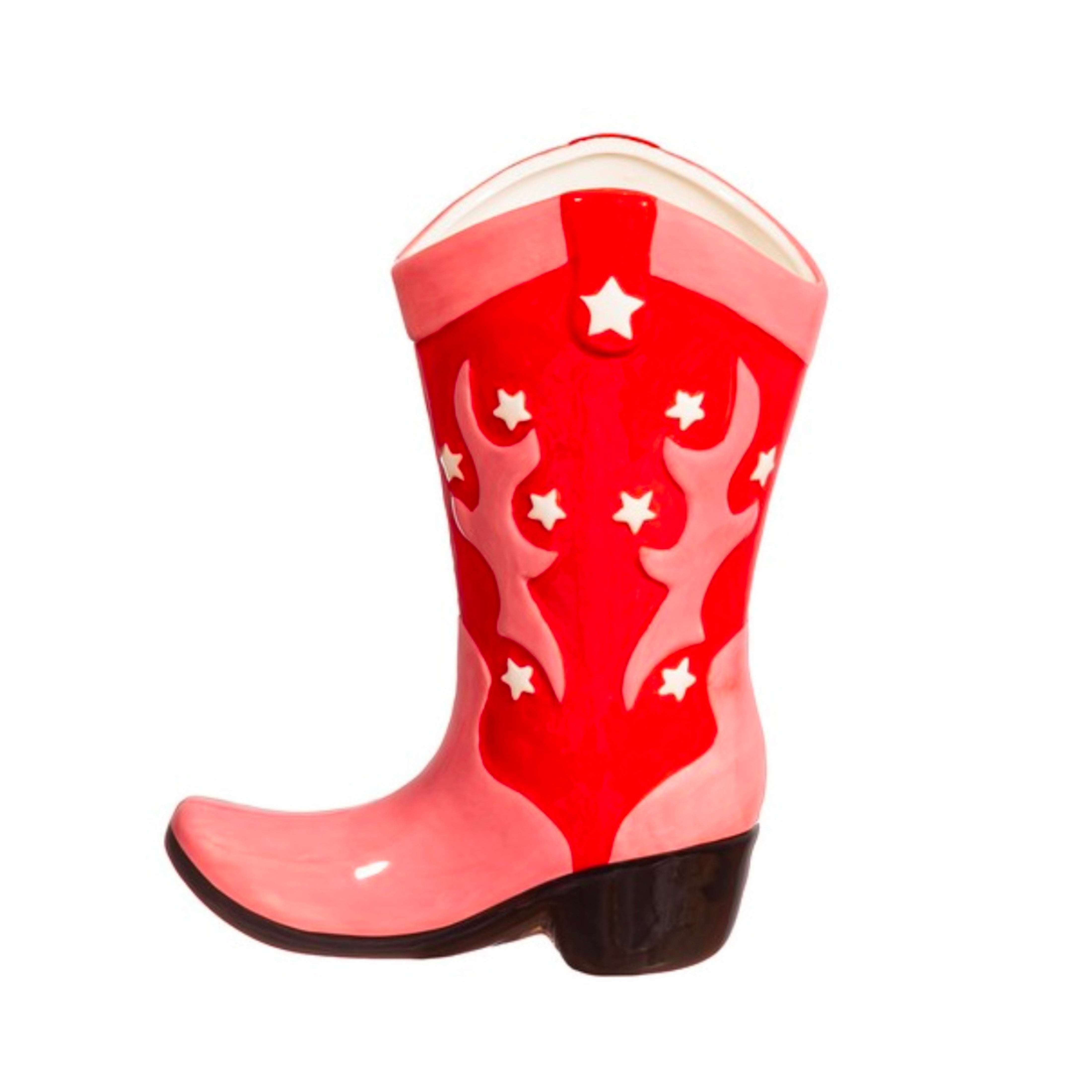 Cowboy Boot Vase – Red & Pink image 1