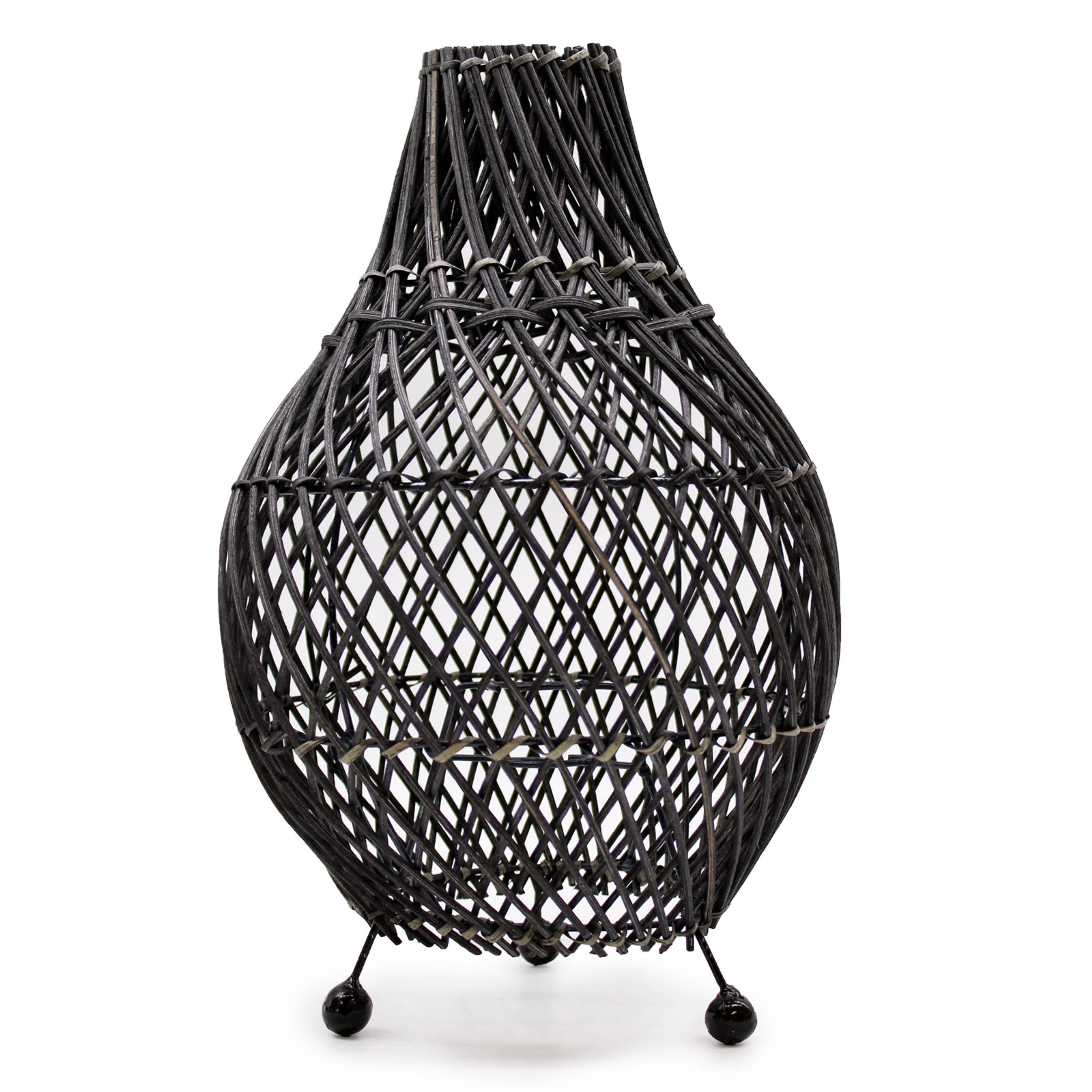 Handwoven Rattan Table Lamps - Black Image 3
