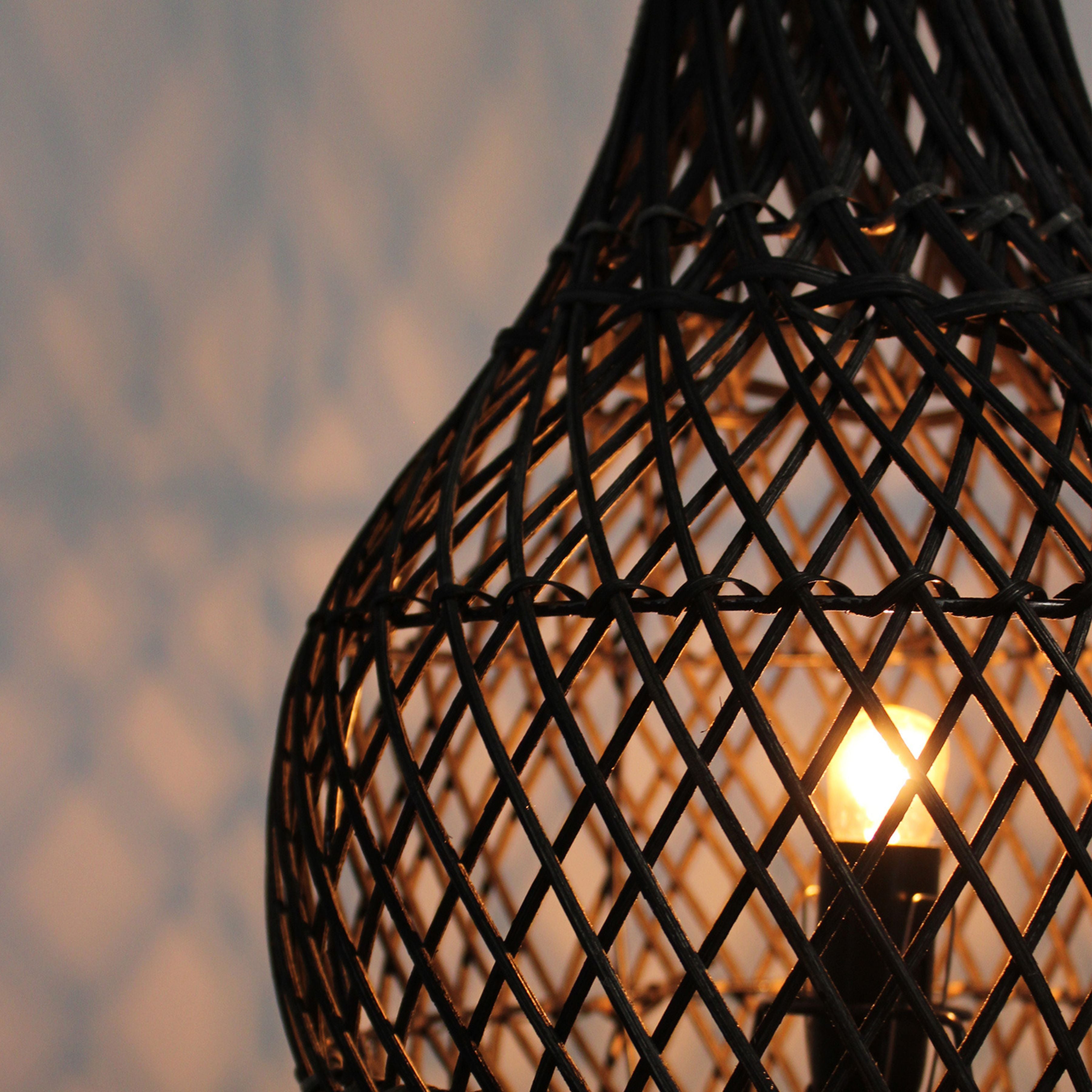 Handwoven Rattan Table Lamps - Black Image 5