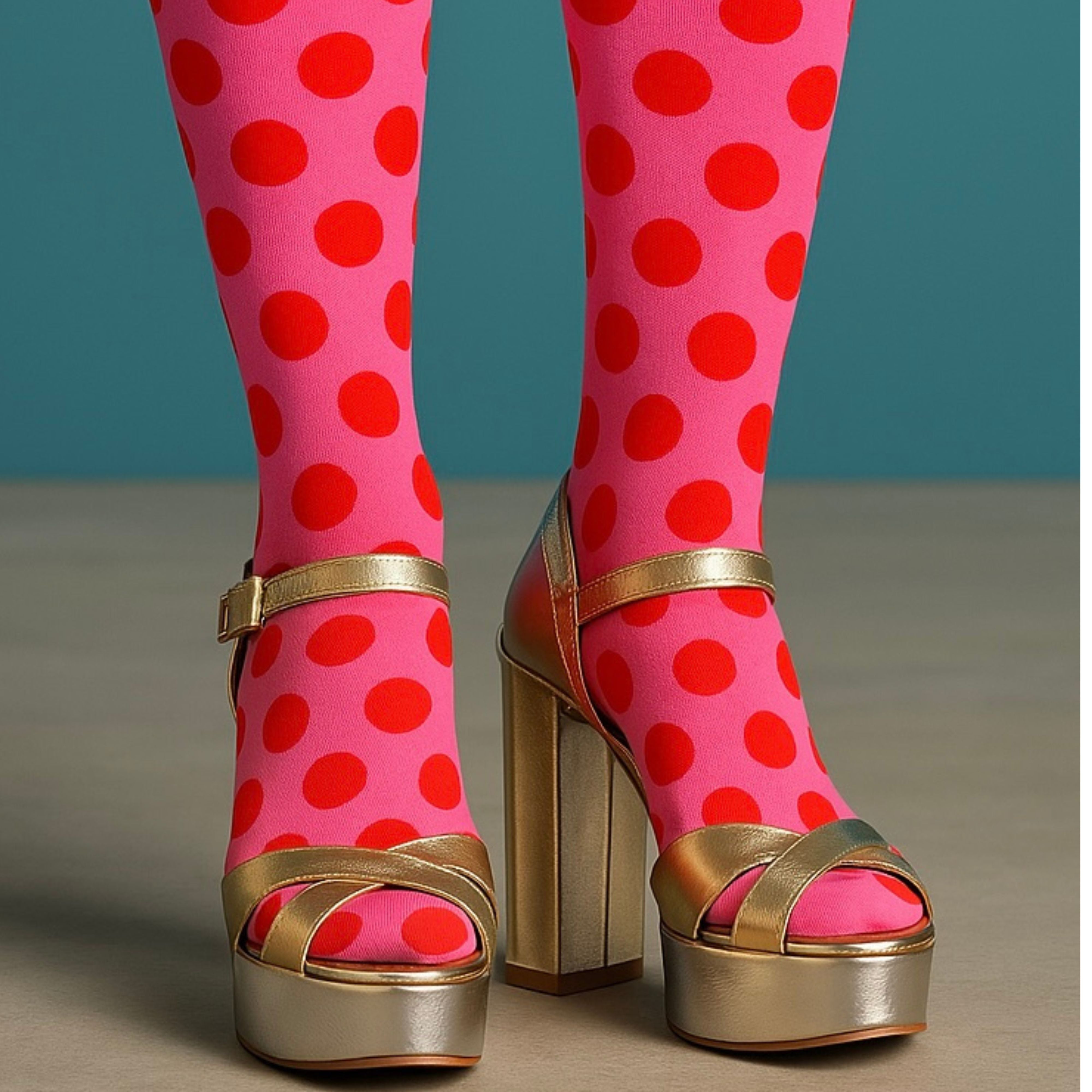 Poppy Dots Subli Tube Socks – Pink & Red Statement Style