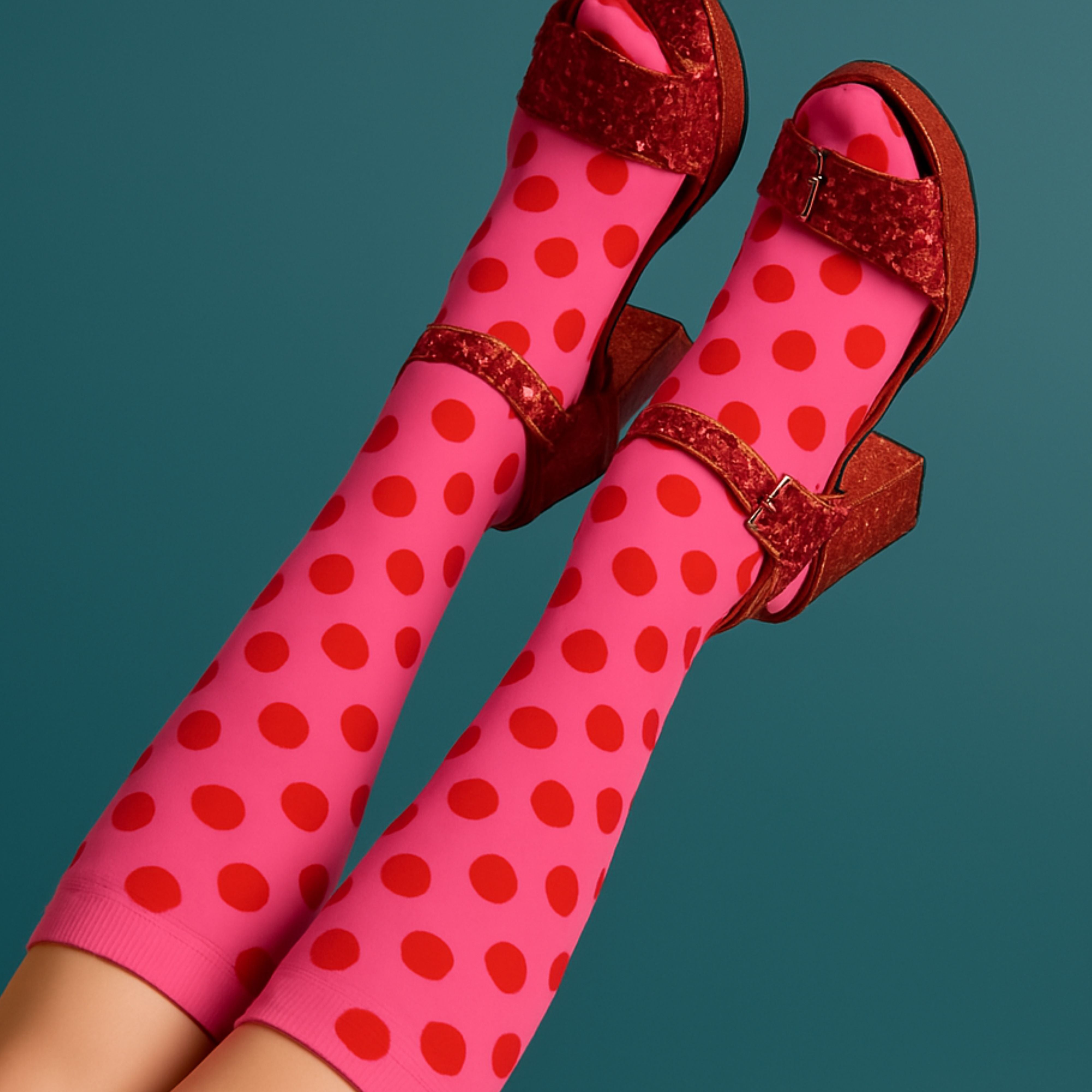 Poppy Dots Subli Tube Socks – Pink & Red Statement Style