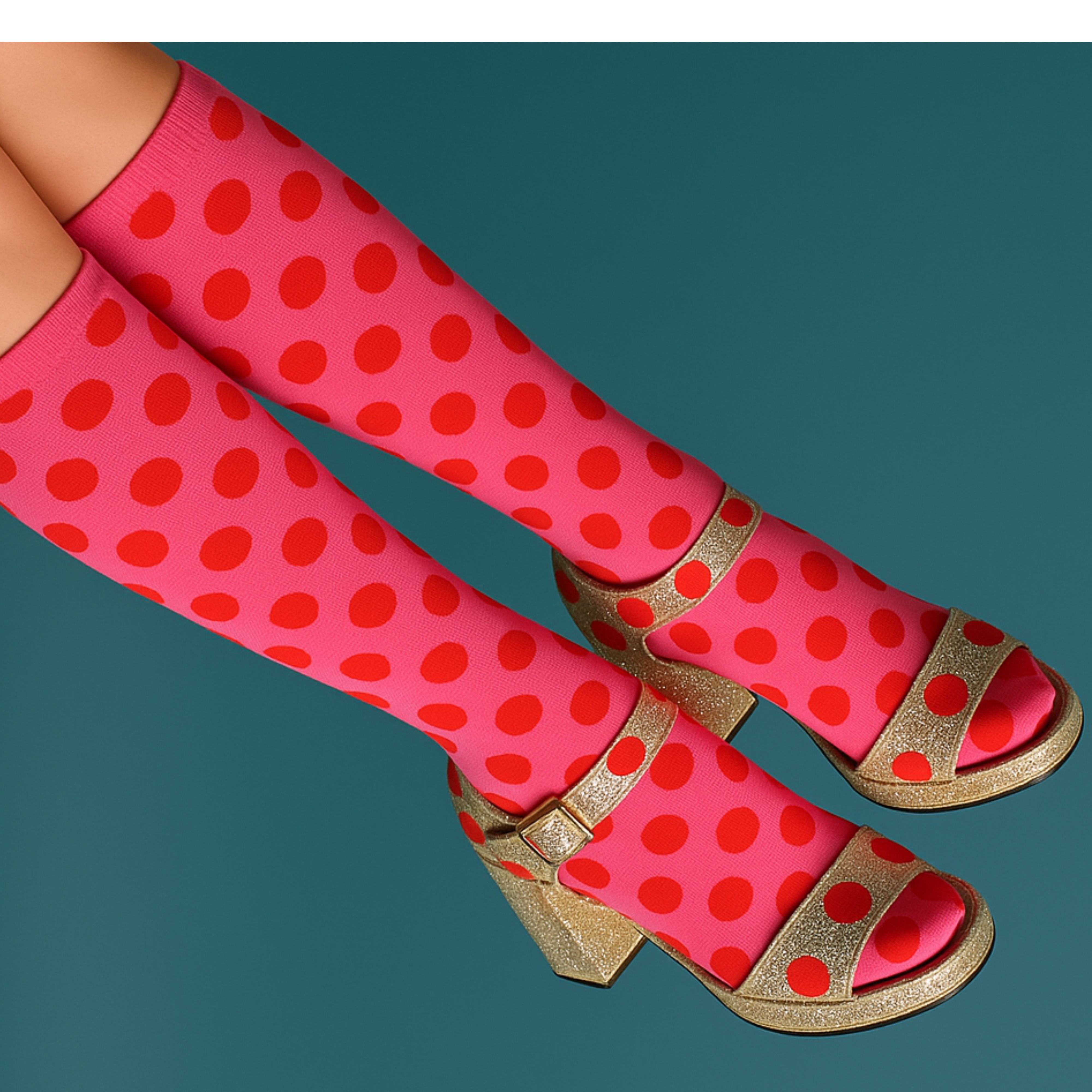 Poppy Dots Subli Tube Socks – Pink & Red Statement Style