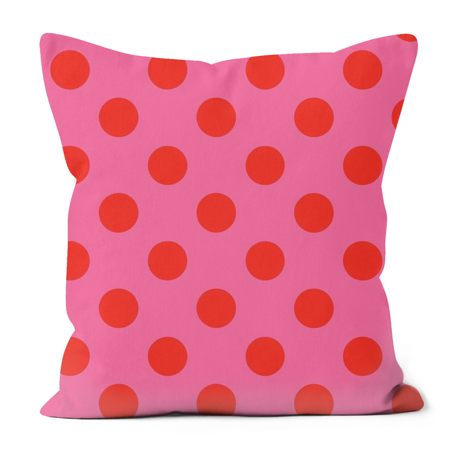 “Poppy Dots” Pink & Red Polka Dot Cushion Image 1