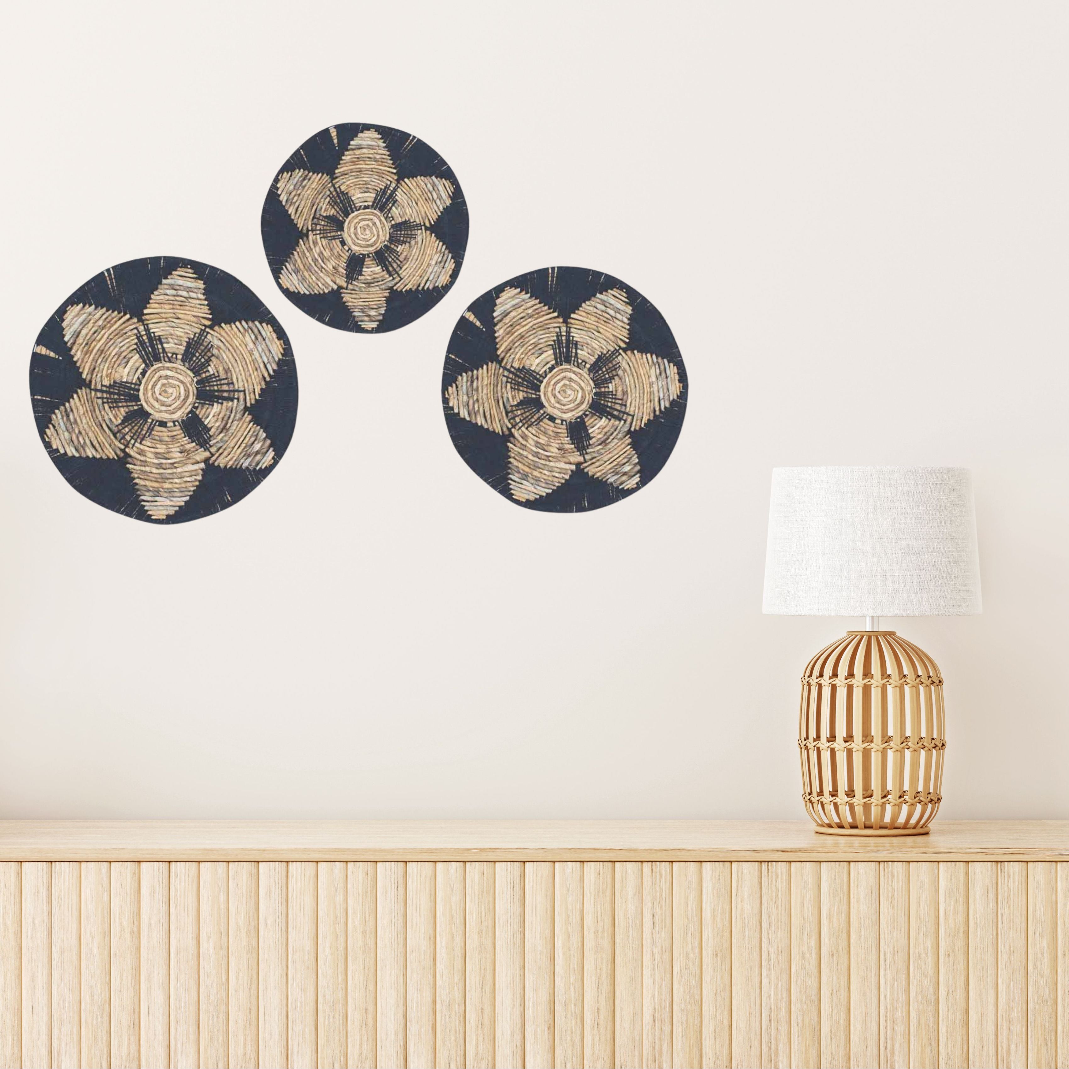Set of Three Seagrass Bowls Wall Art - Black Image 6