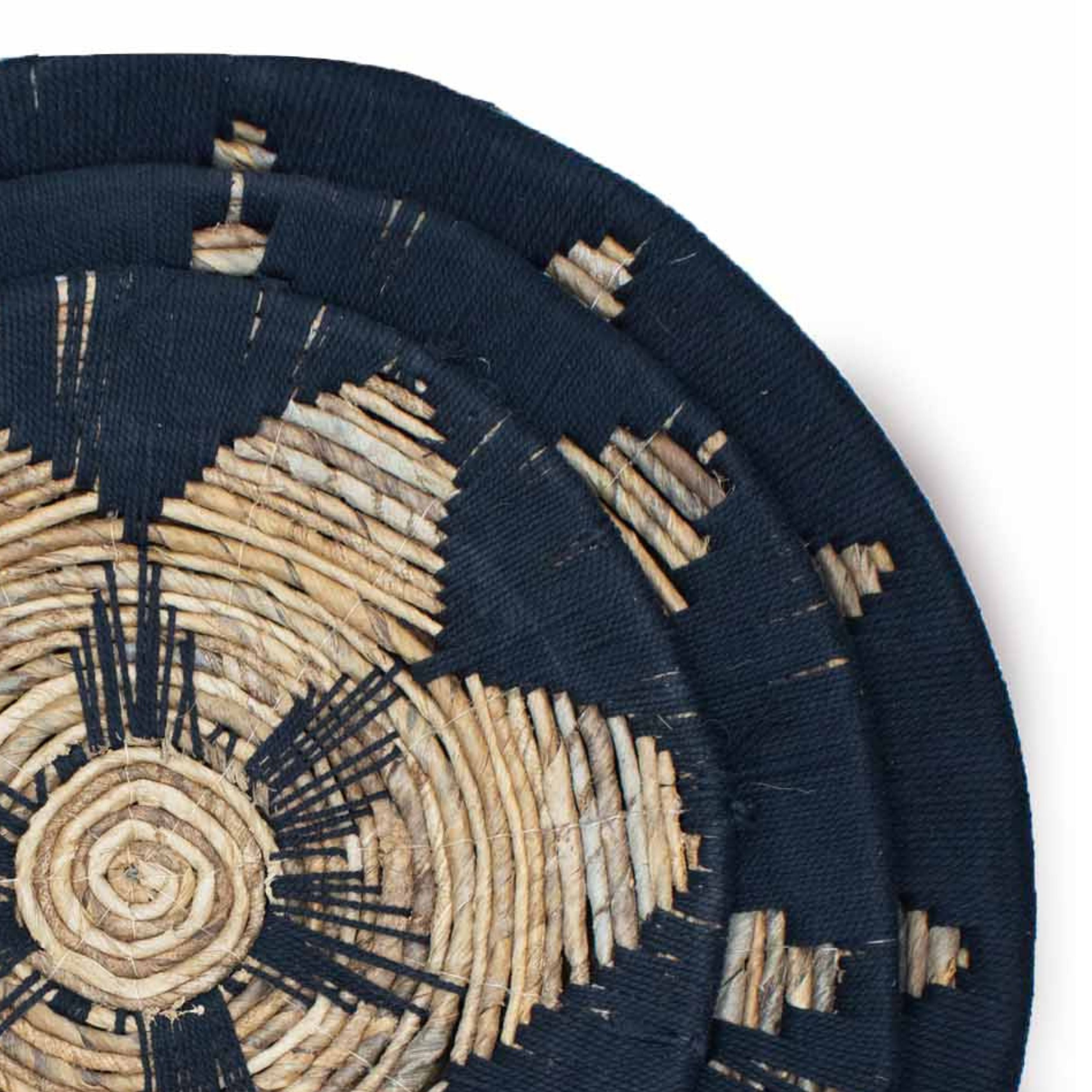 Set of Three Seagrass Bowls Wall Art - Black Image 2