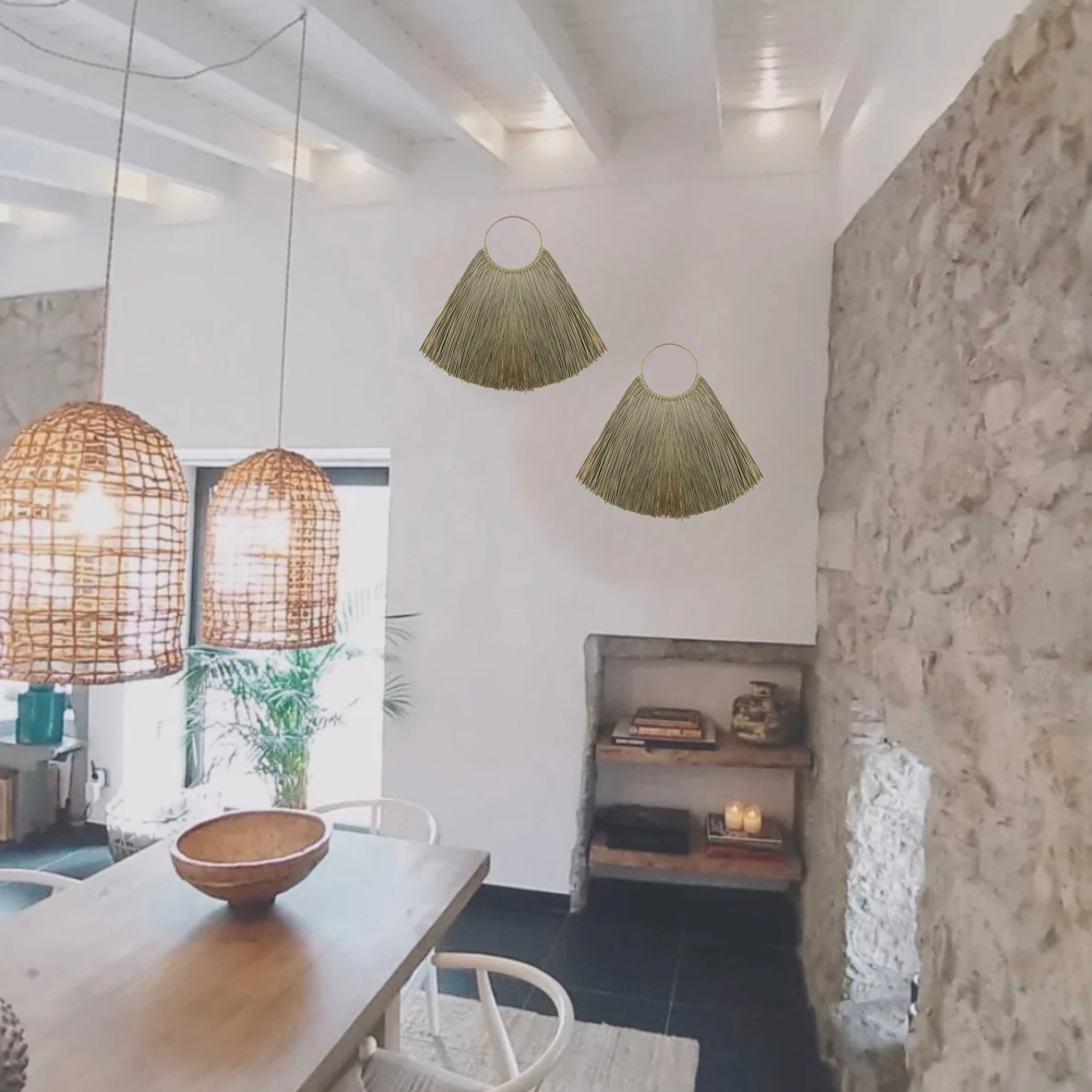 Large Seagrass Fan Wall Decor – Handmade Natural Boho Statement