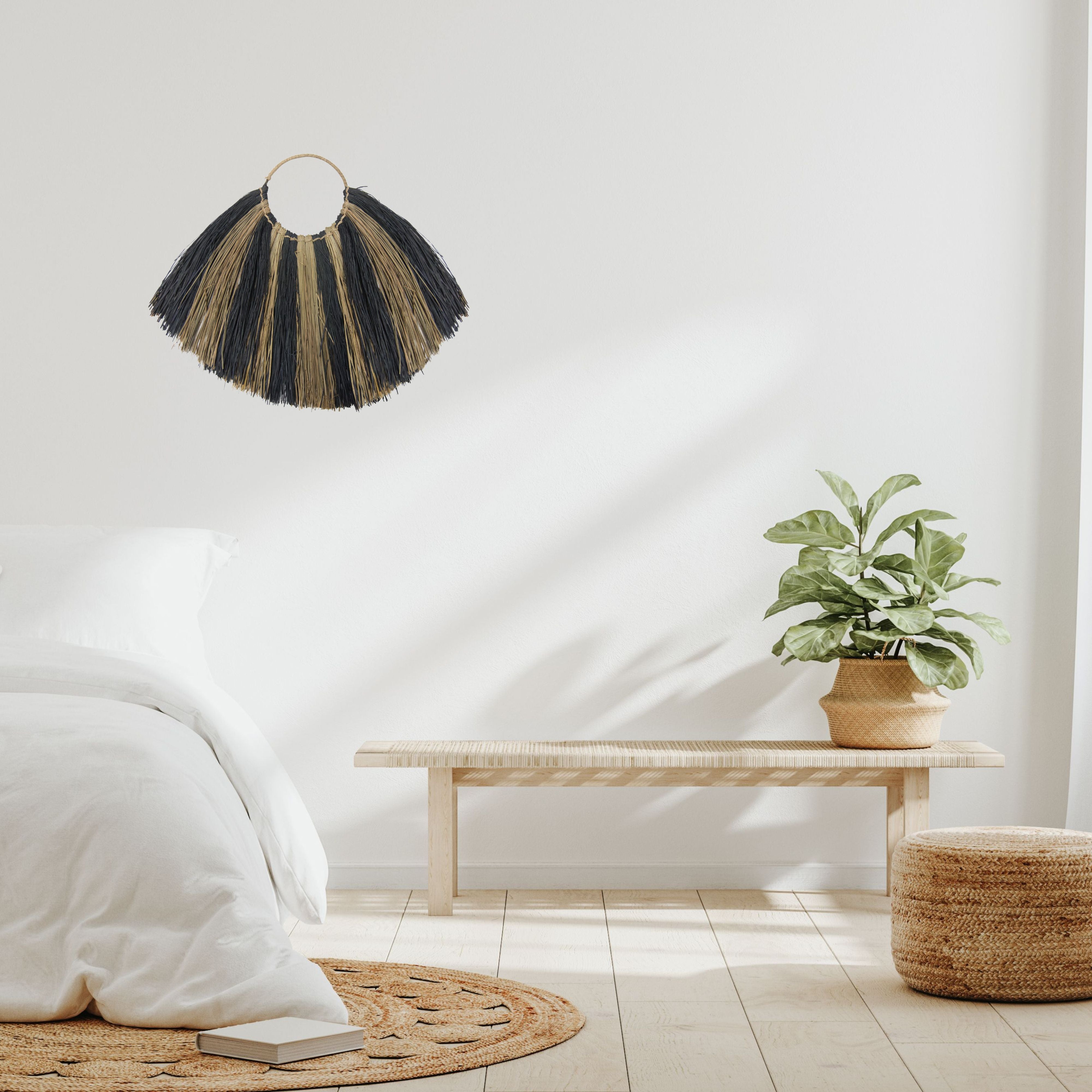 Large Seagrass Fan Wall Decor - Zebra