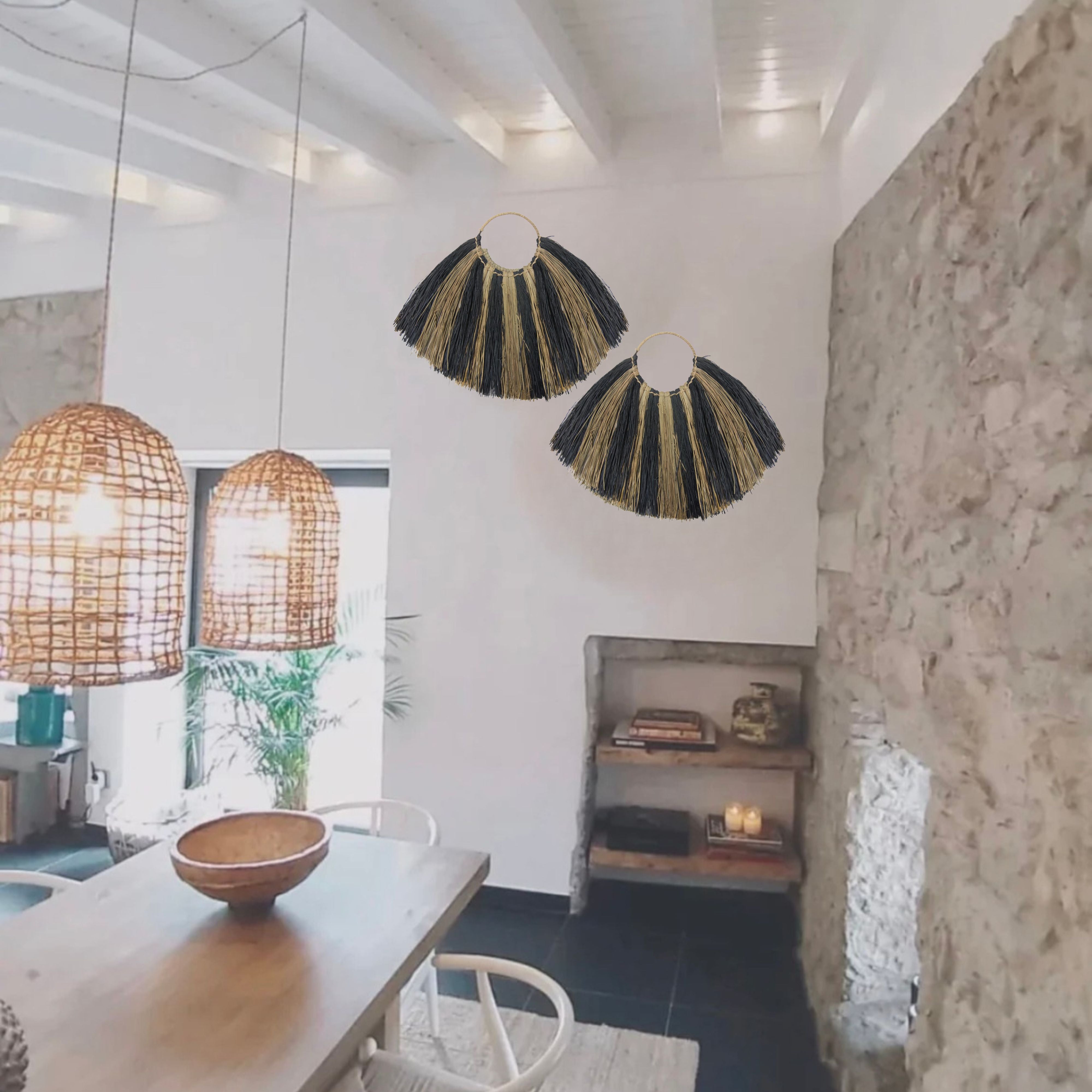 Large Seagrass Fan Wall Decor - Zebra