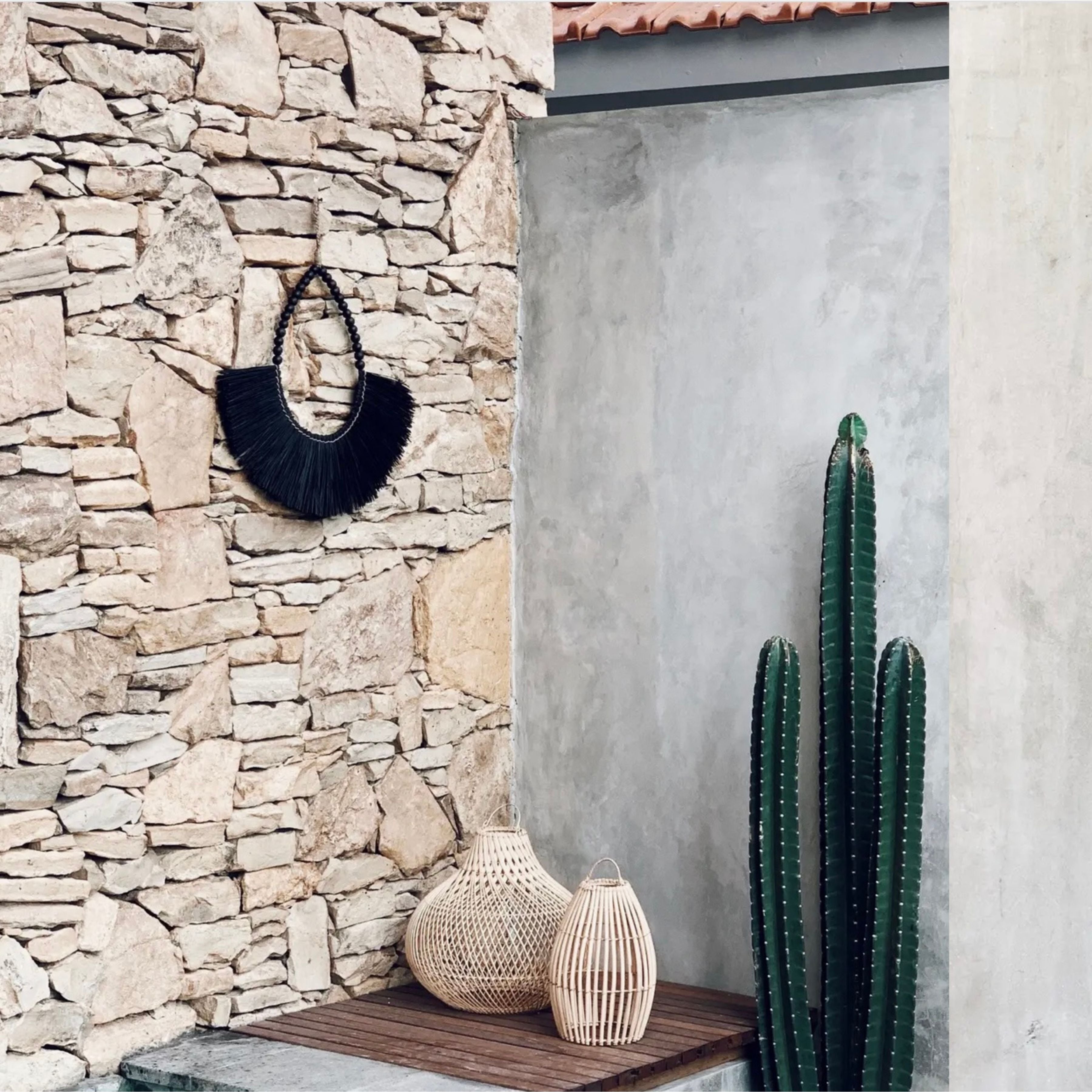 Jingga Allang Black with Beads – Boho Wall Decoration