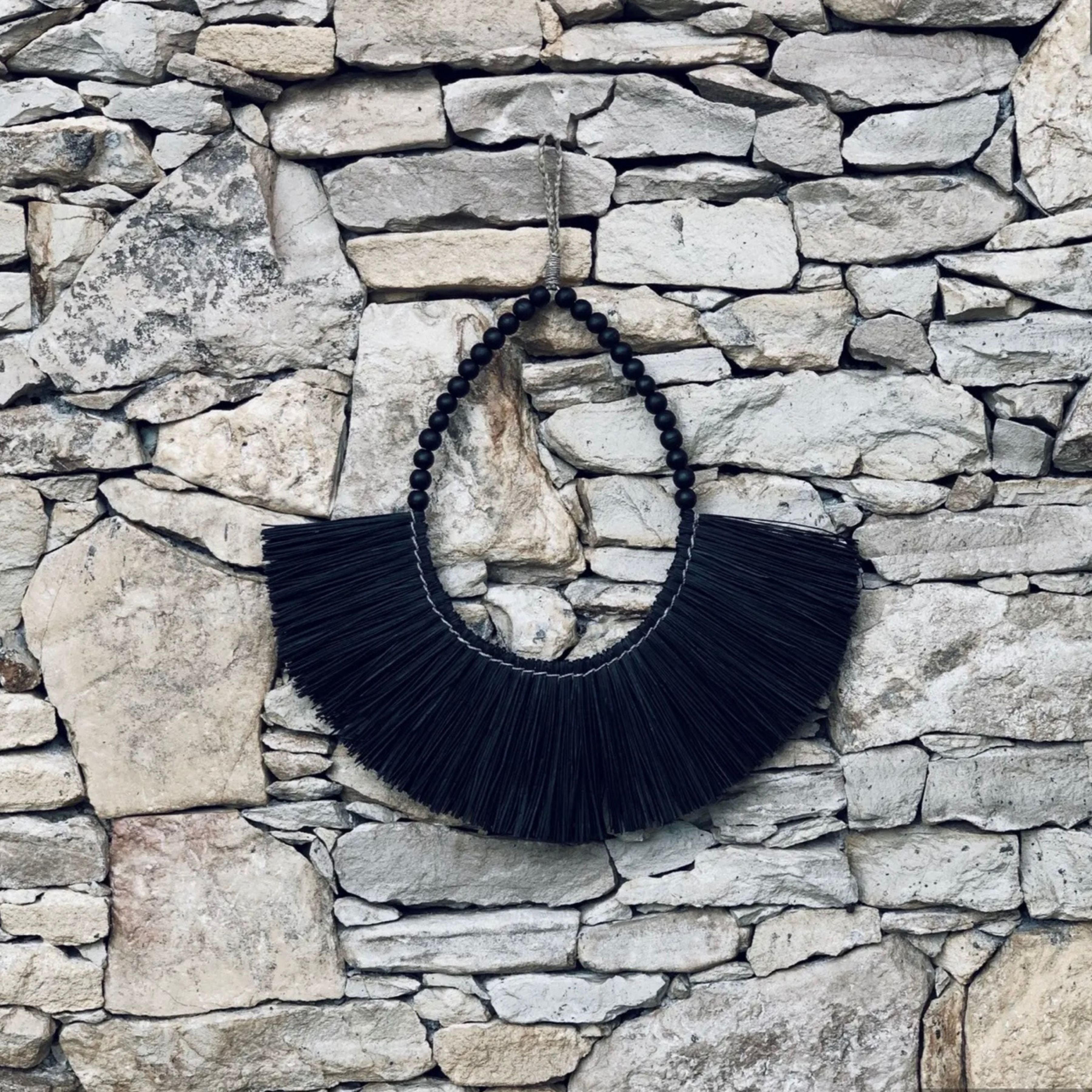 Jingga Allang Black with Beads – Boho Wall Decoration