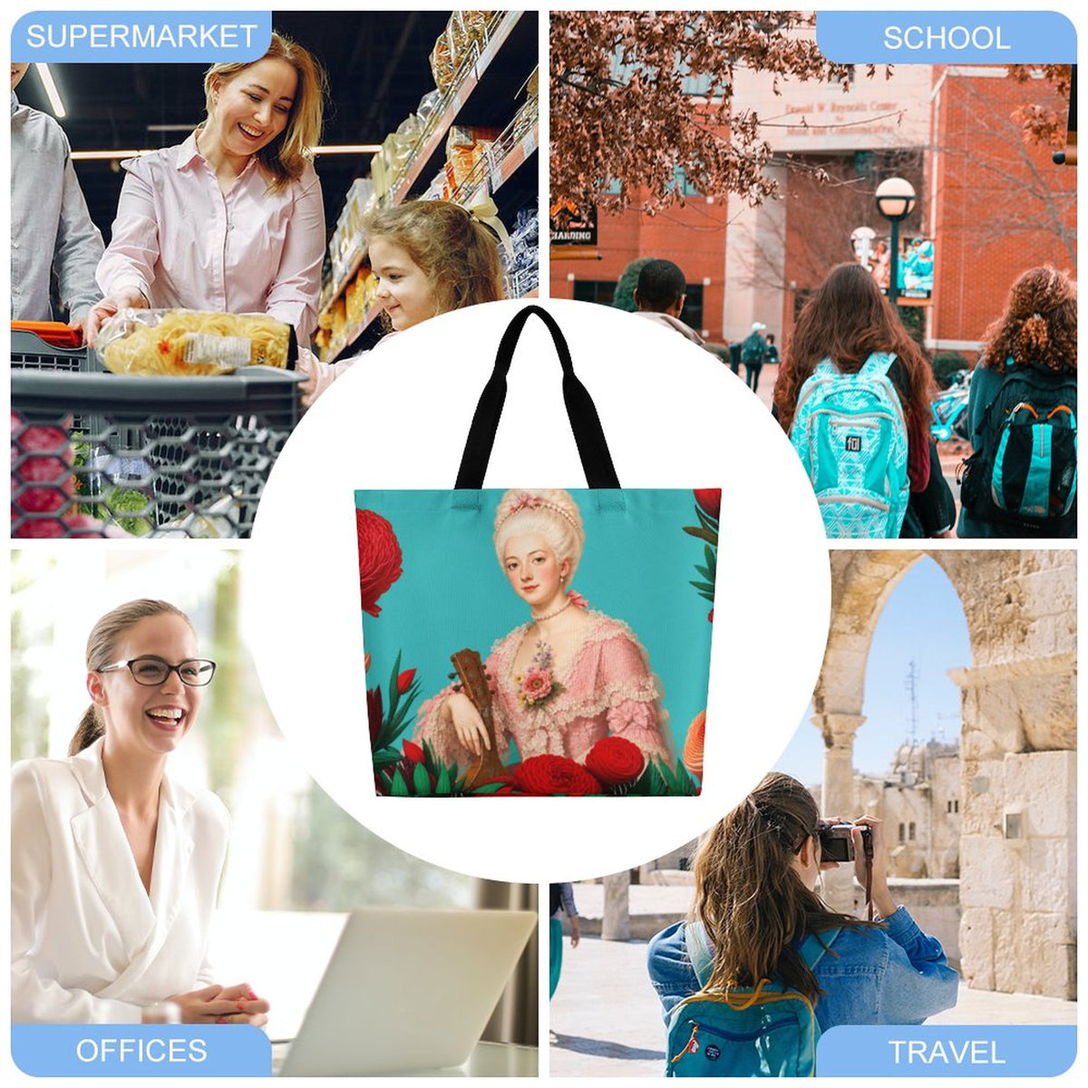 LargTe One Shoulder Shopping Bag (All-Over Printing)
