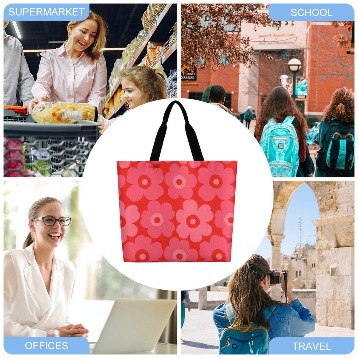 Large One Shoulder Shopping Bag (All-Over Printing)