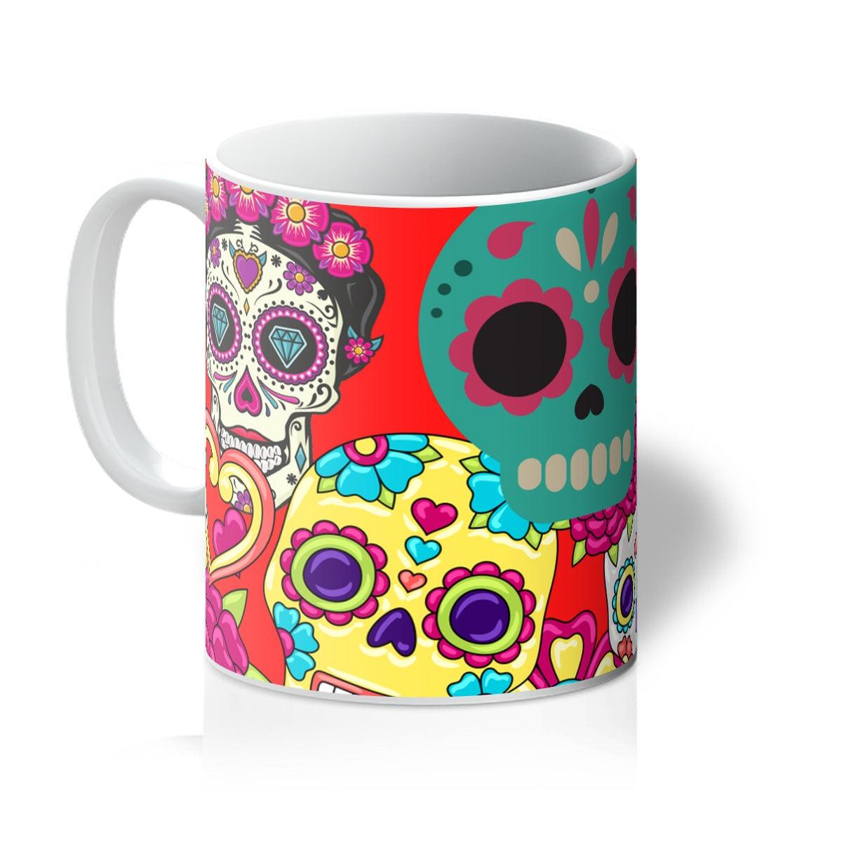 Day of the Day of the Dead Scary but Oh so Cute Brightly Coloured Print on Mug