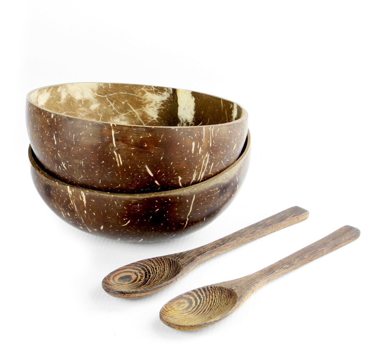 Coconut Bowls with Spoons - Set of 2