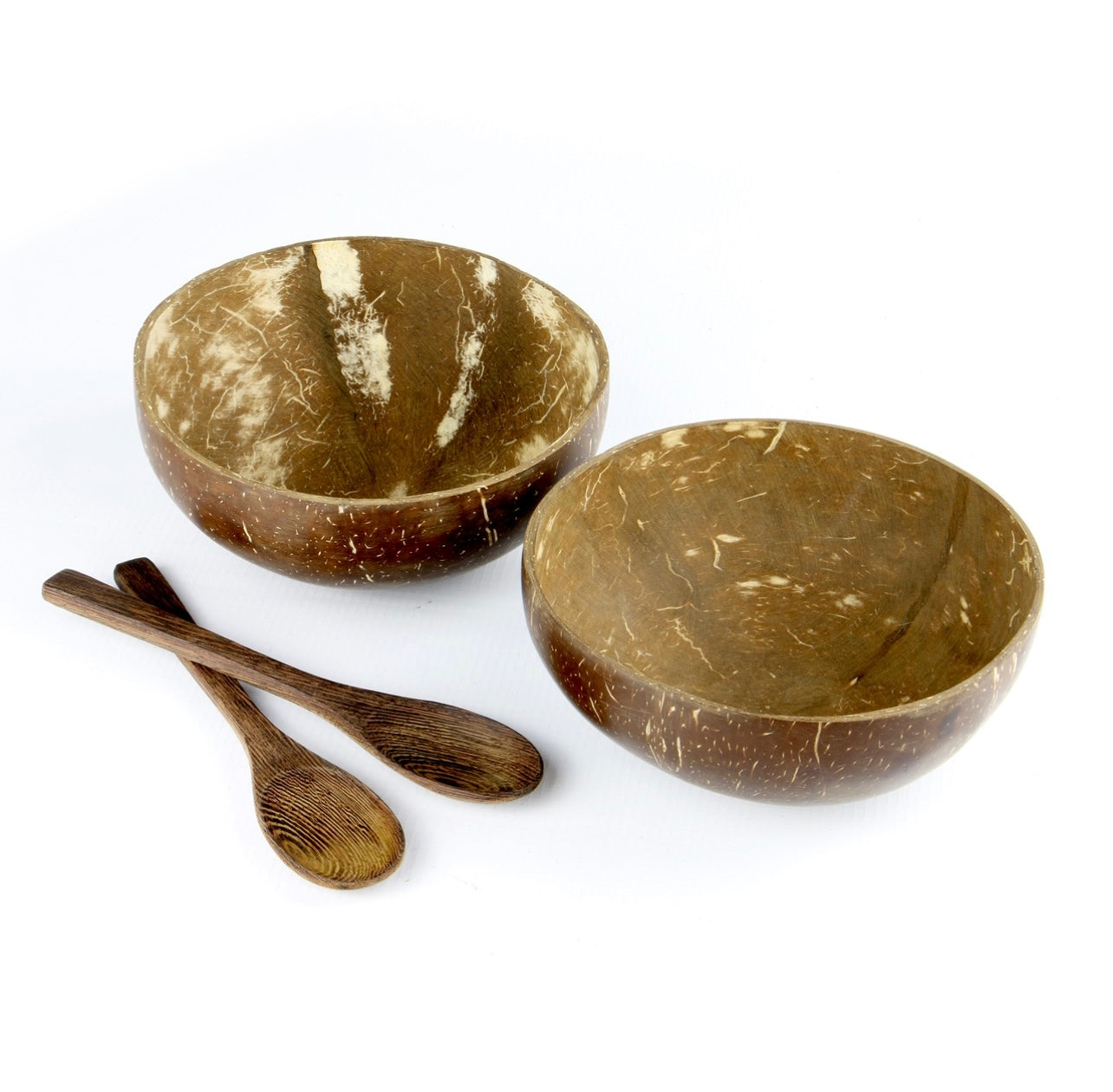 Coconut Bowls with Spoons - Set of 2