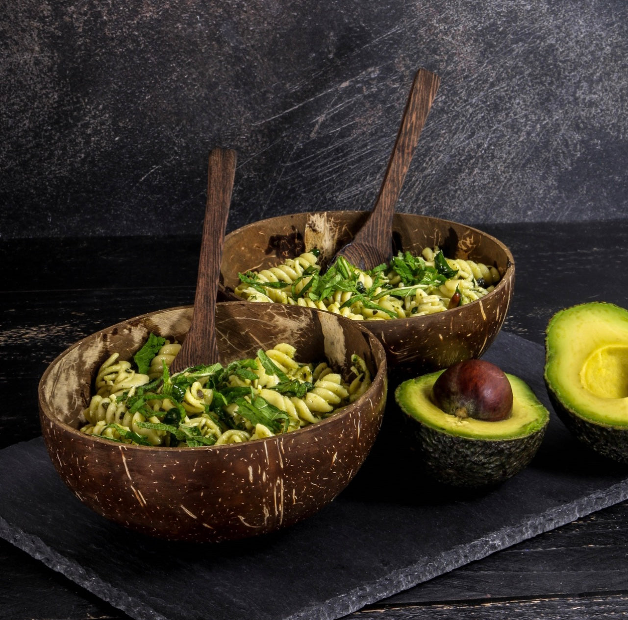 Coconut Bowls with Spoons - Set of 2