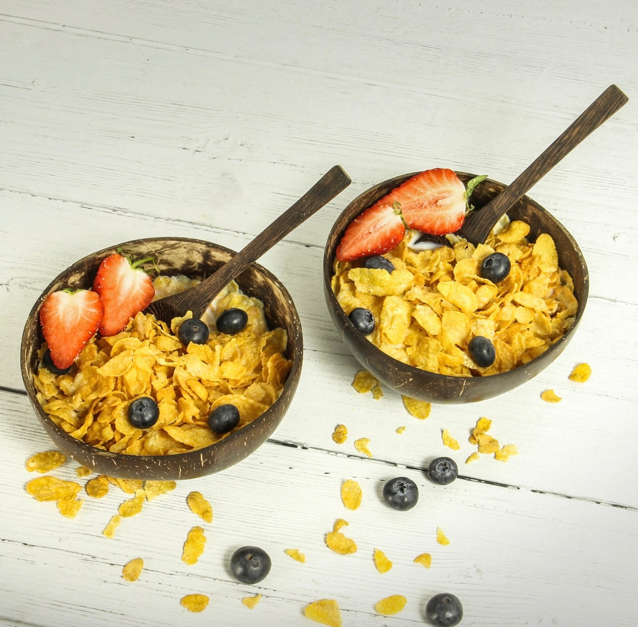 Coconut Bowls with Spoons - Set of 2