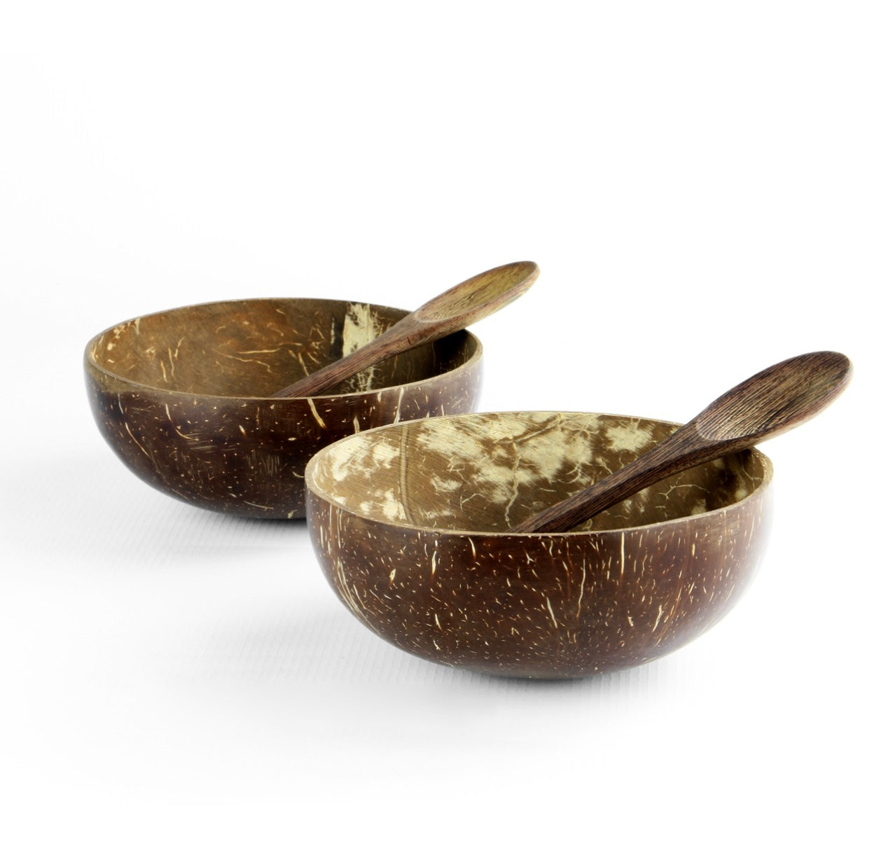 Coconut Bowls with Spoons - Set of 2