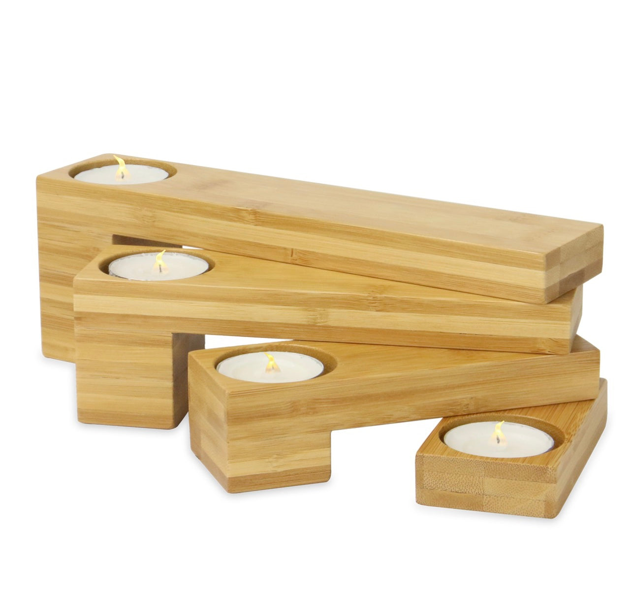 Bamboo Tea Light Candle Holder