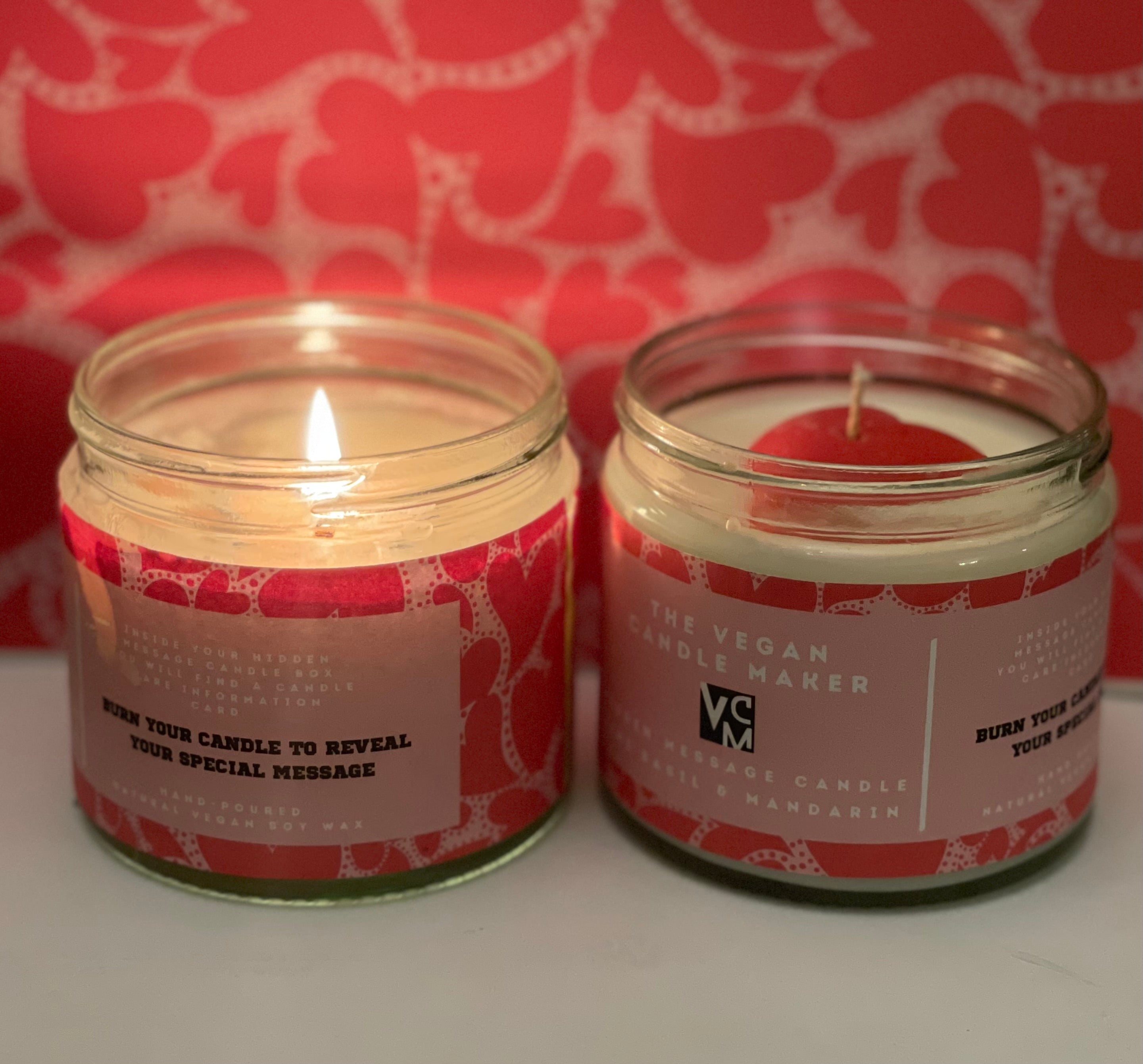 Hidden Message Vegan Soy Candle, "I Love you" - Raspberry Ripple