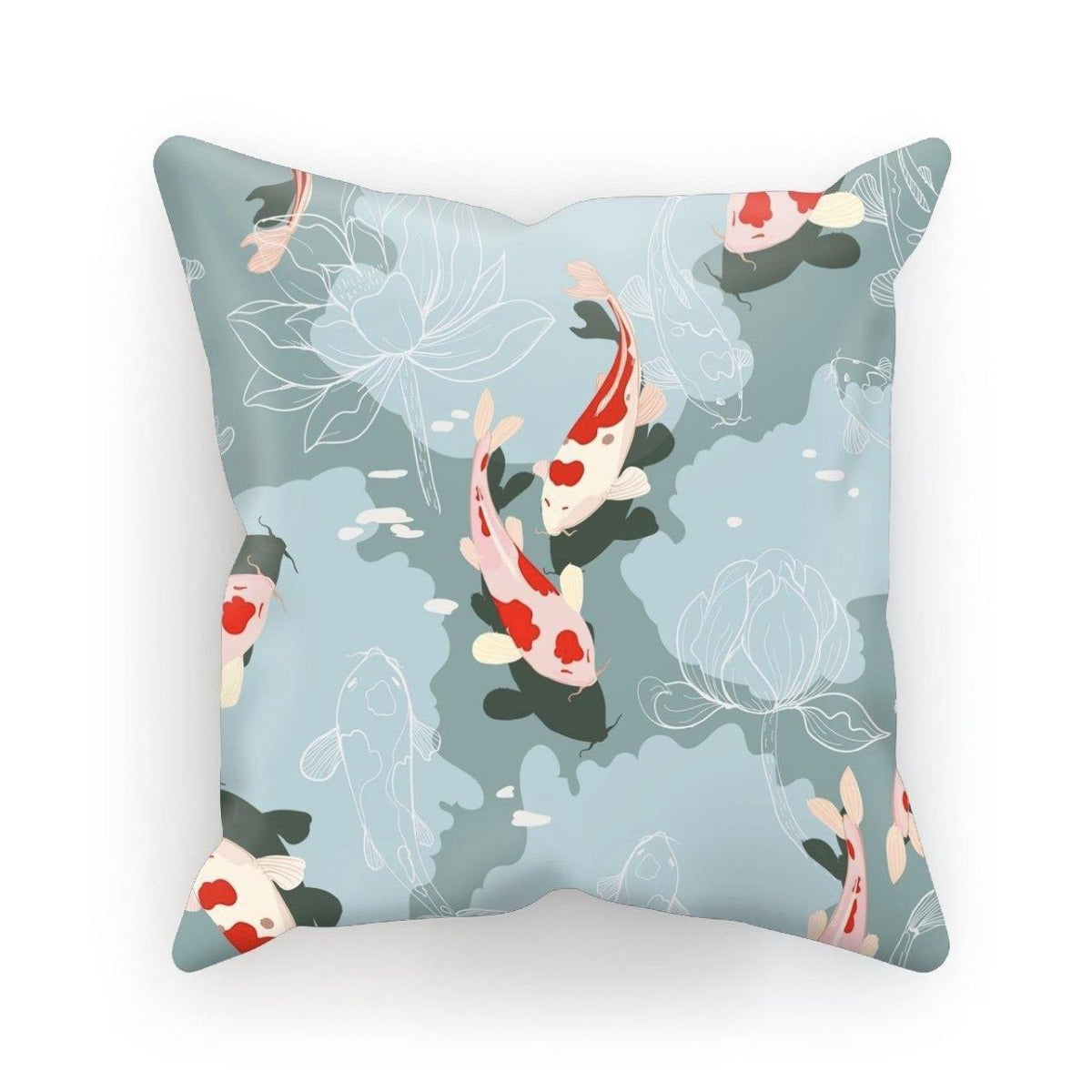 KoI Carp Swimming Amongst Lotus Flowers Print Single-Sided Cushion Cover and Pad - Lizzie Onion's Emporium