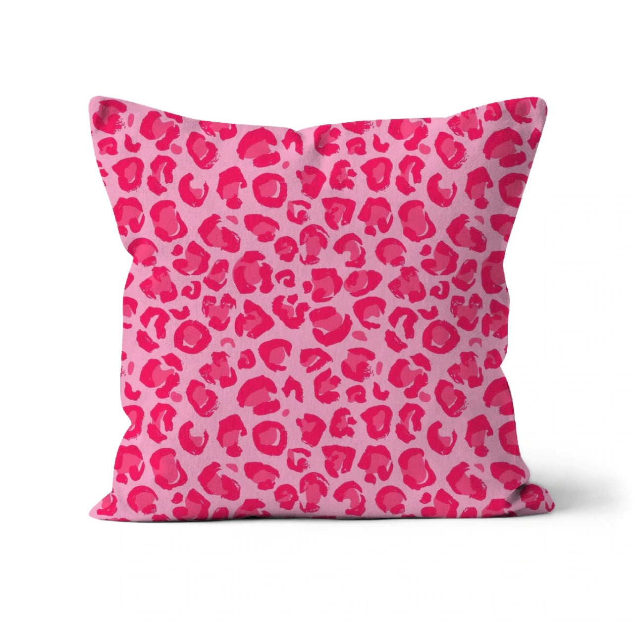 “Pink leopard print cushion design – matching backing option from Lizzie Onion’s Big Cat Collection