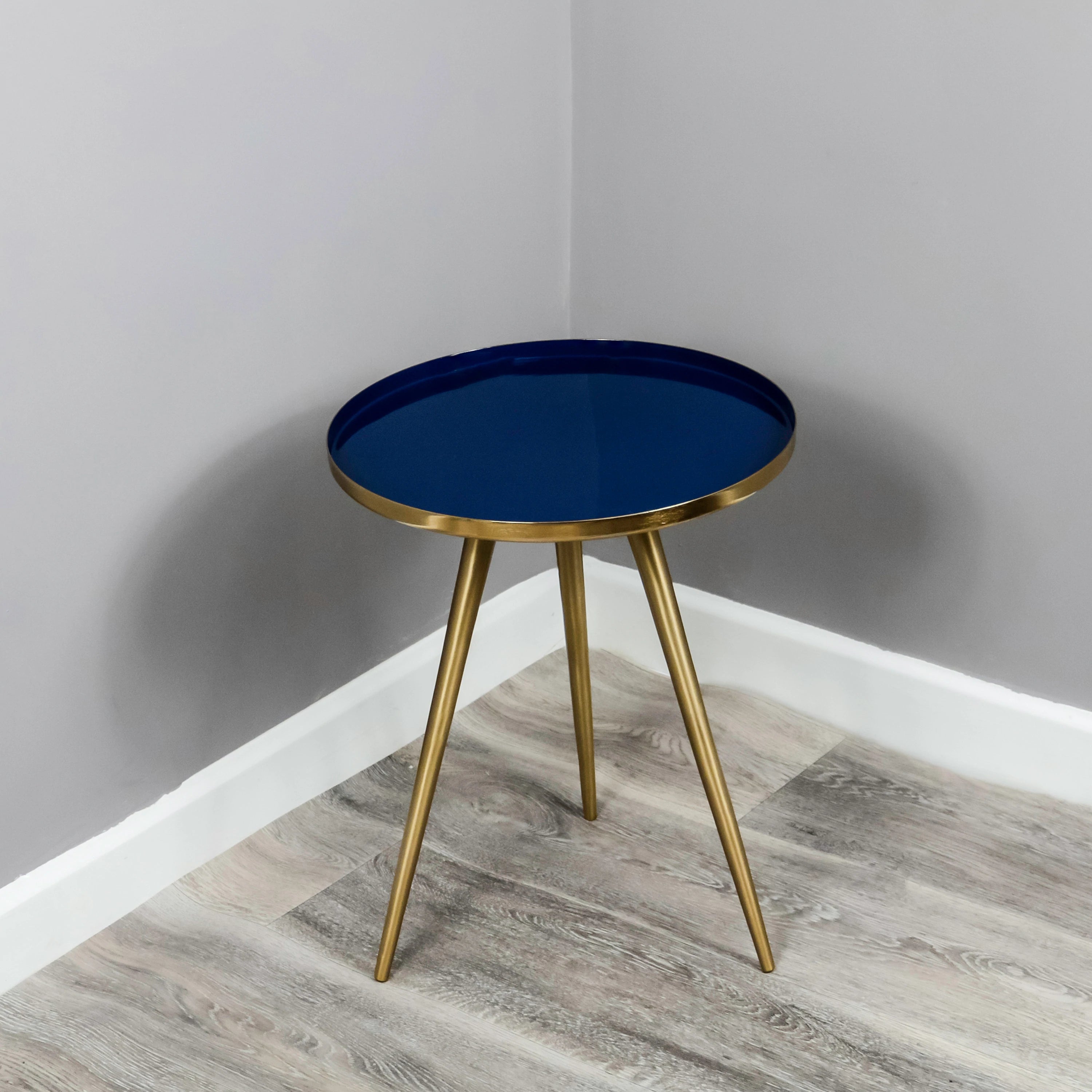 Side Table Blue Enamel Tray
