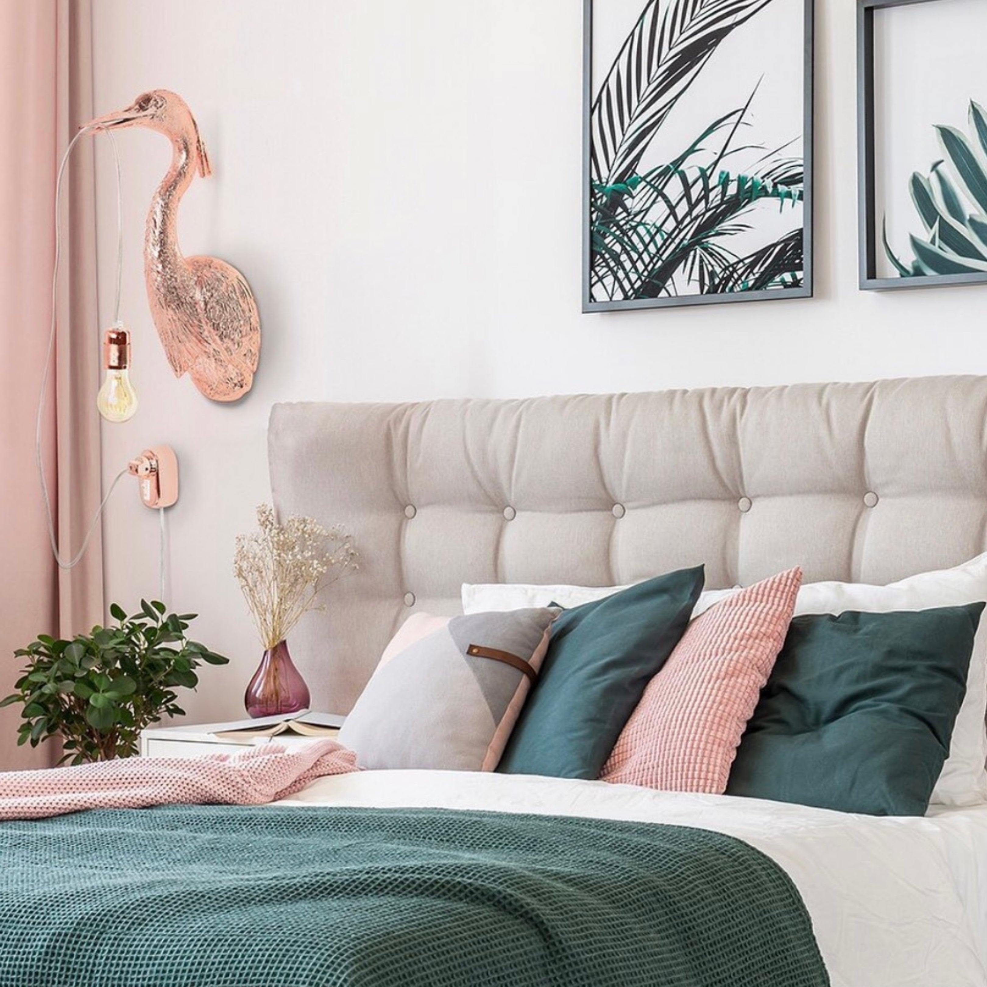 Beautiful Heron Wall Light - Rose Gold