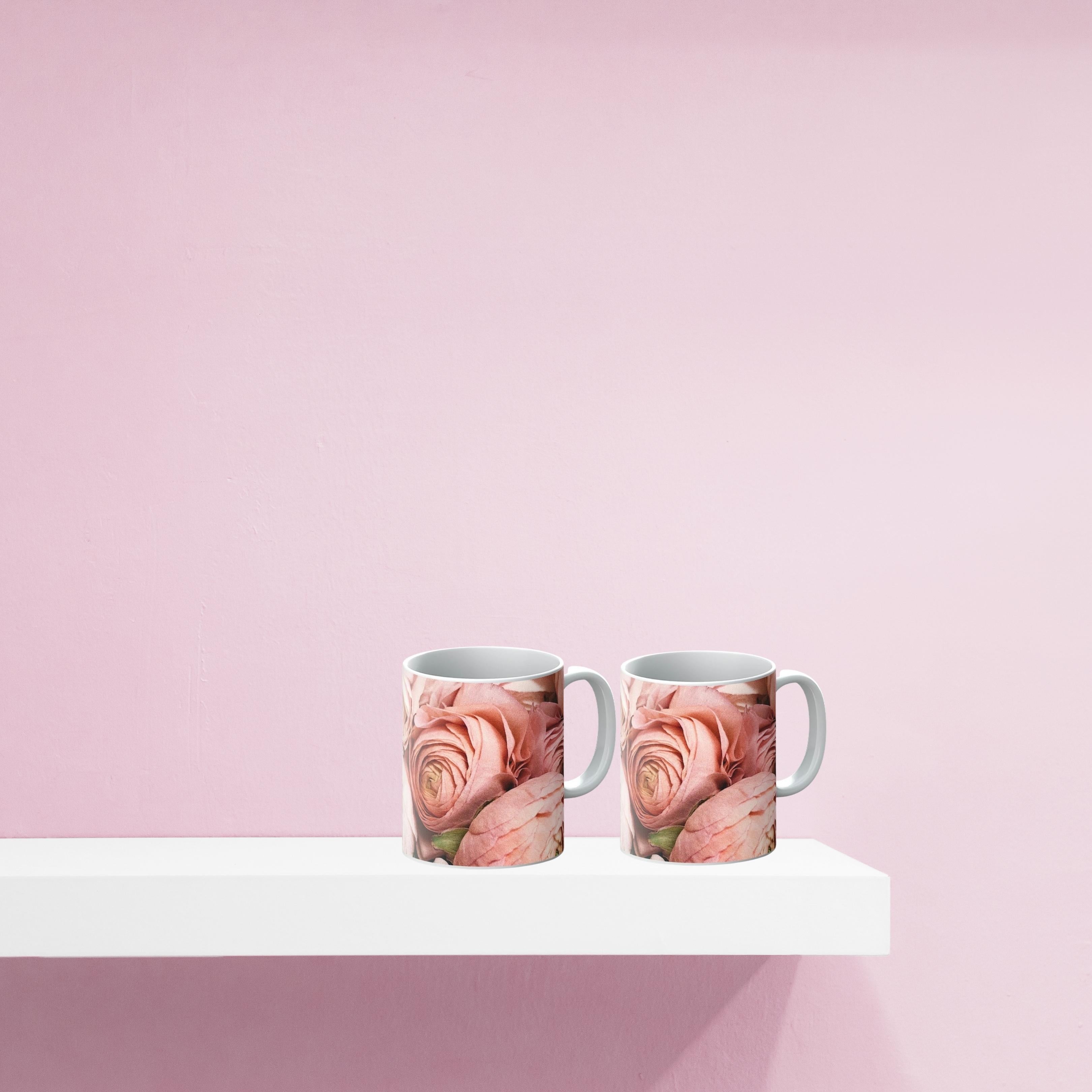 Roses in Shades of Pink Print on Mug