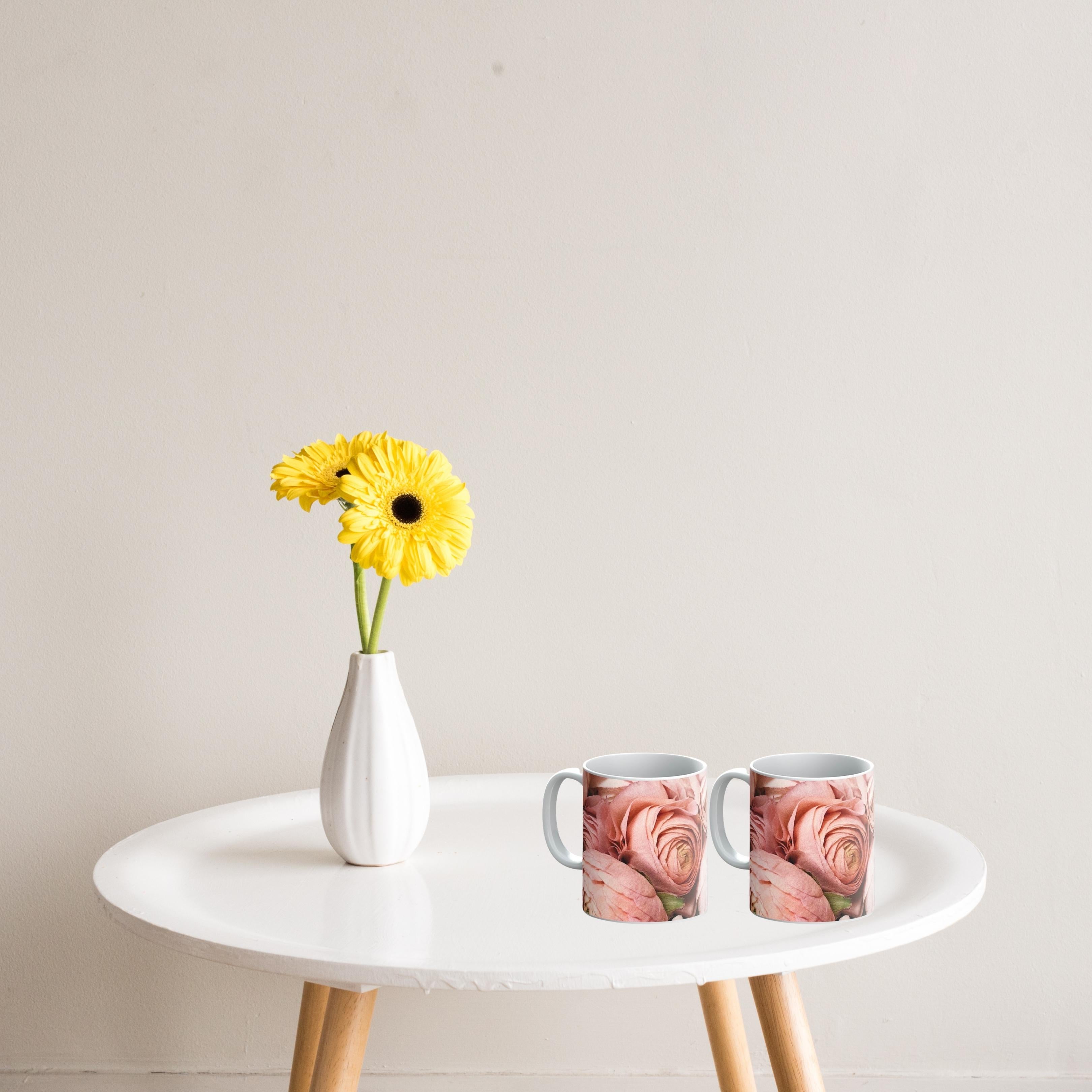 Roses in Shades of Pink Print on Mug