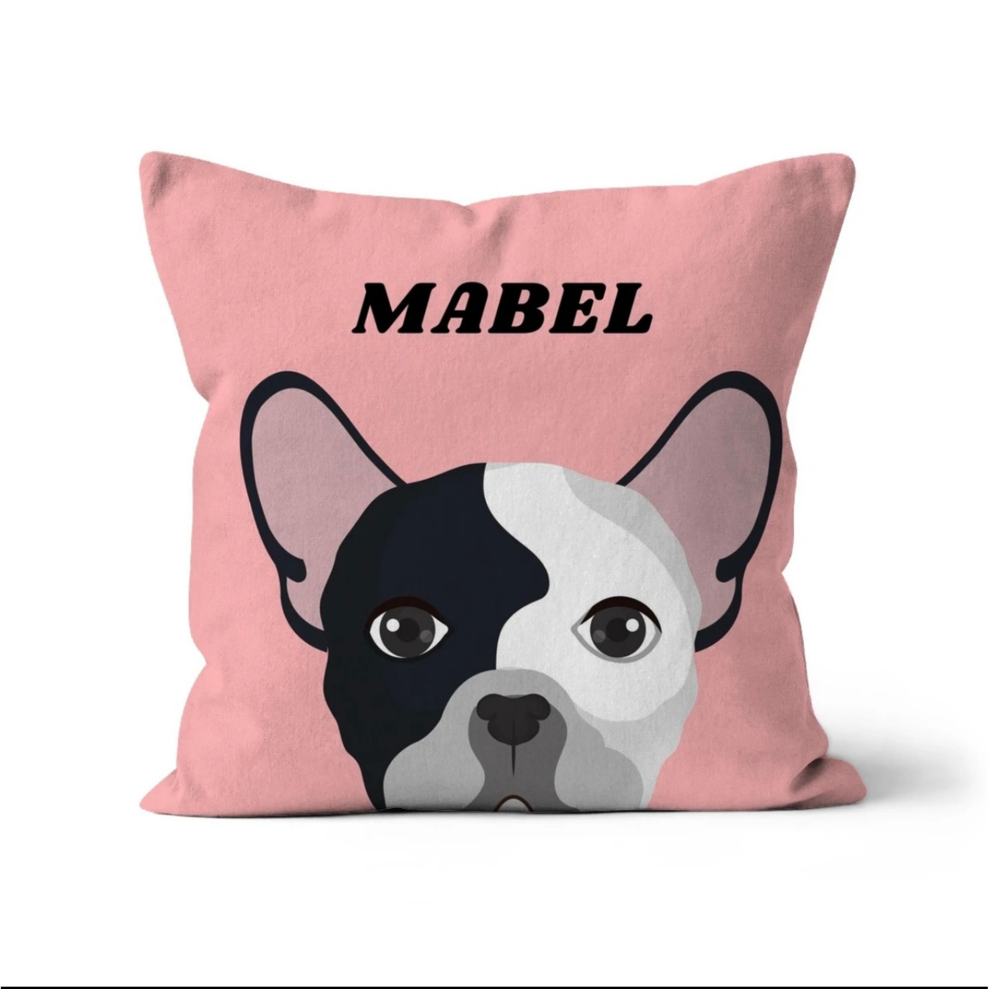 Boston Terrier on Pink Background Print on Cushion Cover with Inner