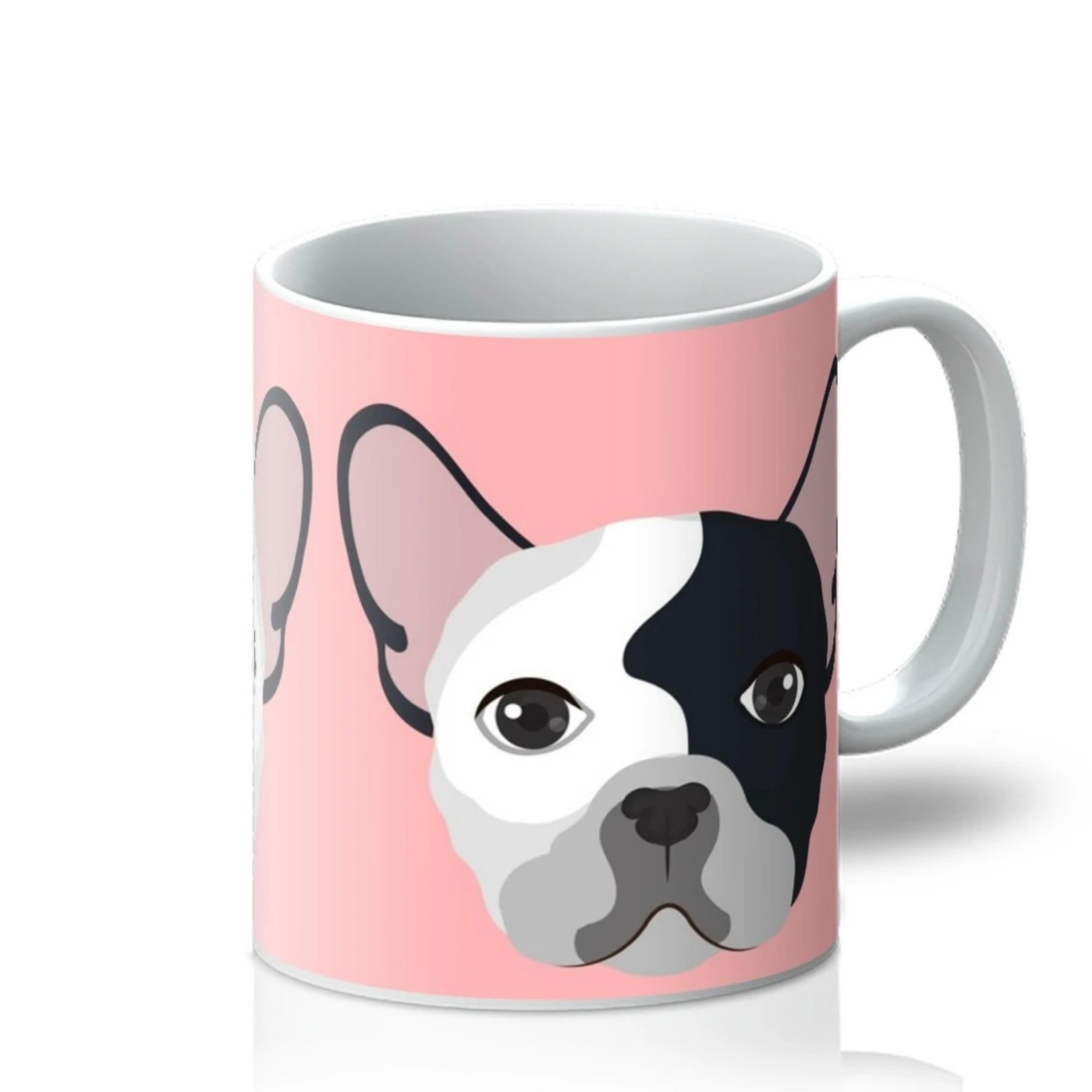 Boston Terrier on Pink Background Print on Mug