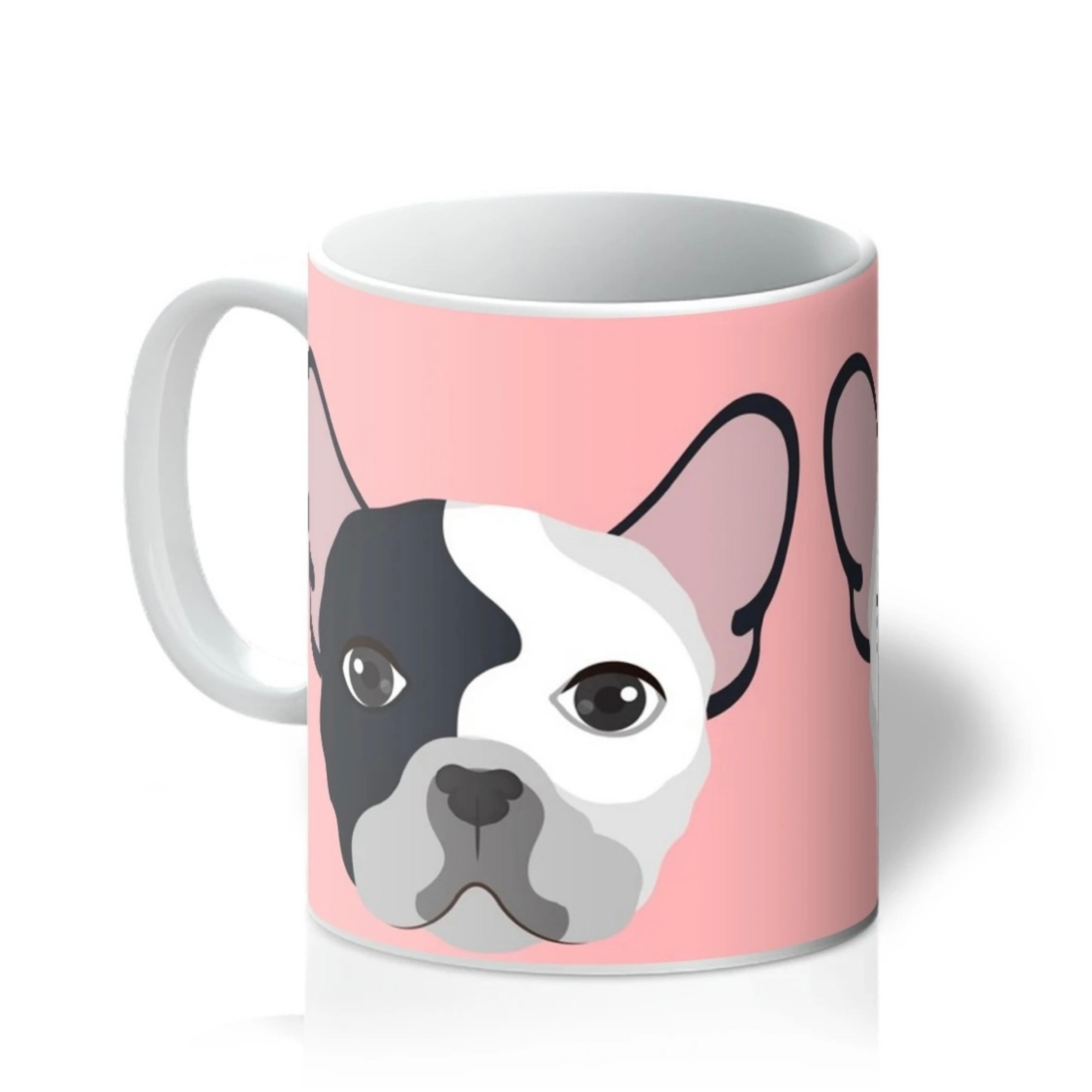Boston Terrier on Pink Background Print on Mug