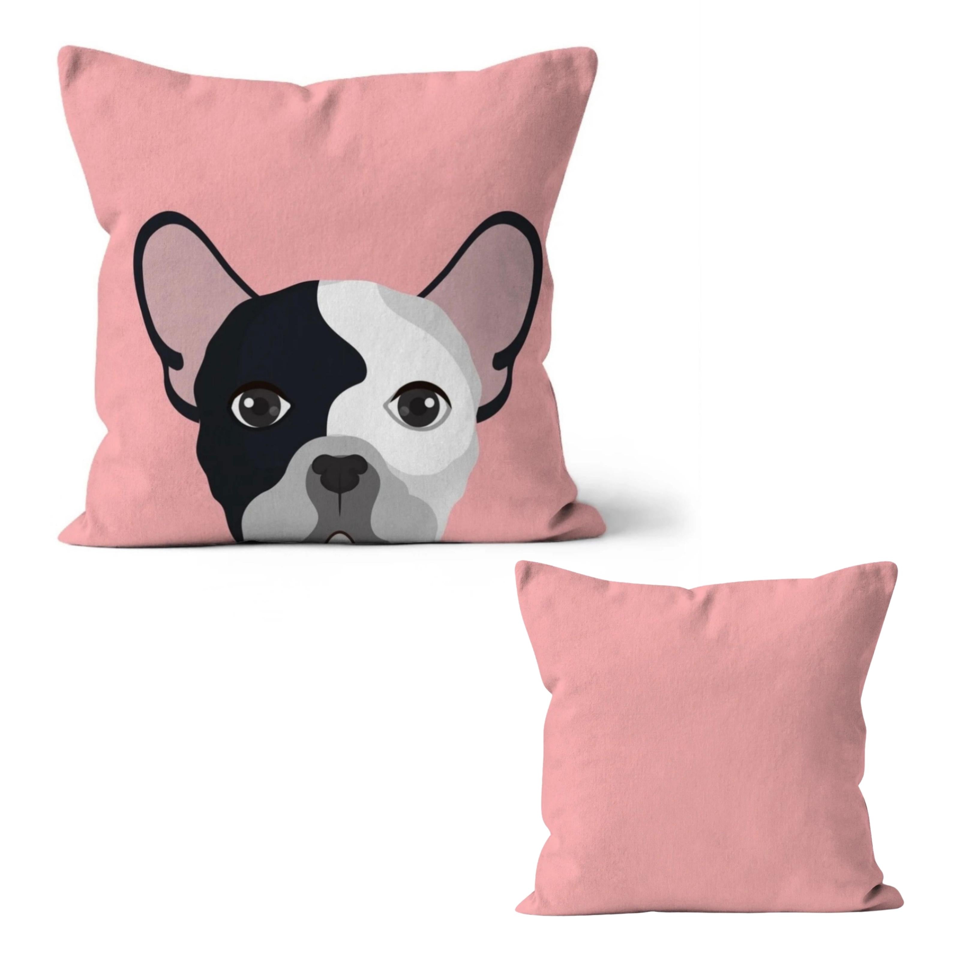 Personalised Boston Terrier on Pink Background Print on Cushion Cover with Inner