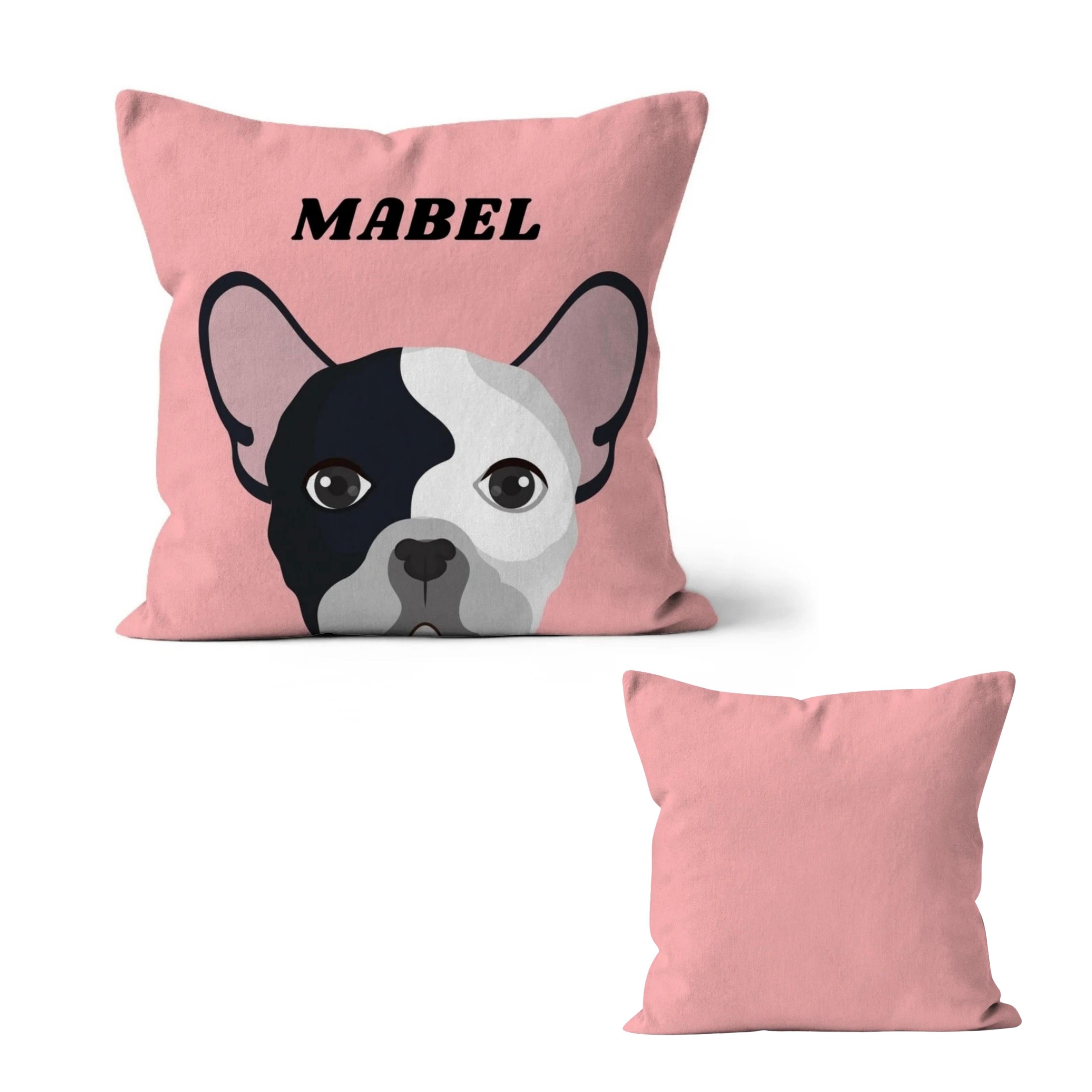 Personalised Boston Terrier on Pink Background Print on Cushion Cover with Inner