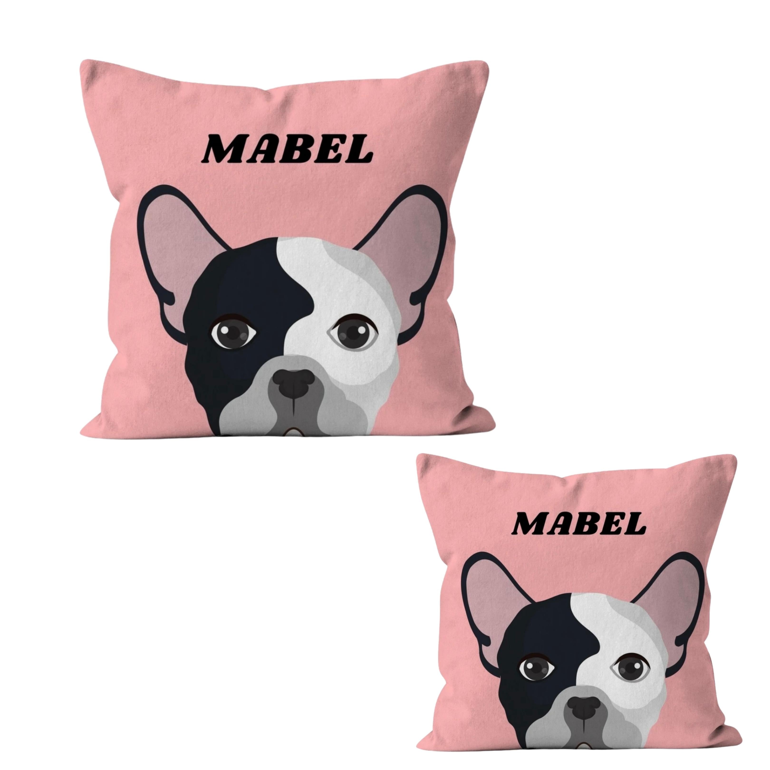 Personalised Boston Terrier on Pink Background Print on Cushion Cover with Inner