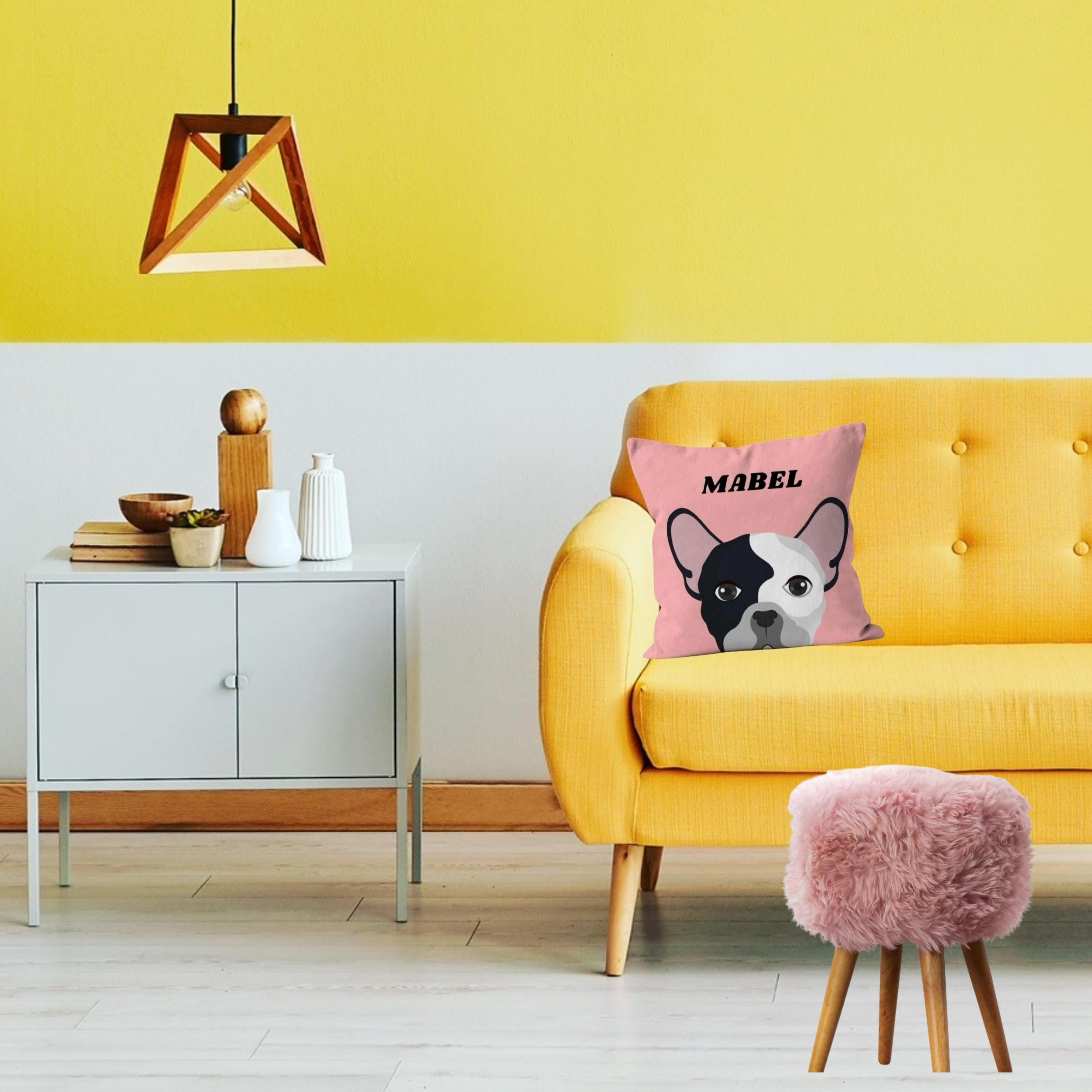 Blush Pink Sheepskin Wooden Stool