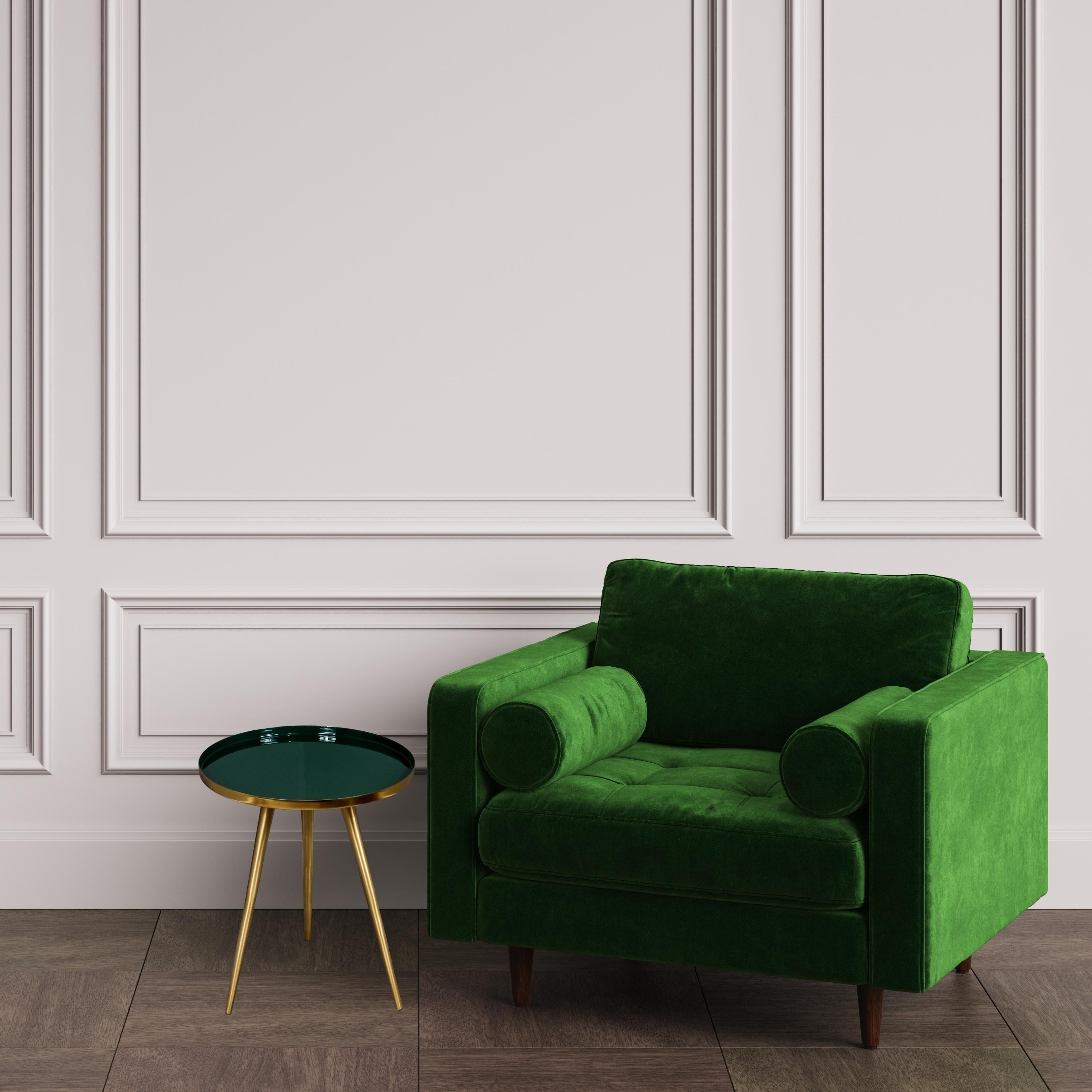 Side Table Green Enamel Tray