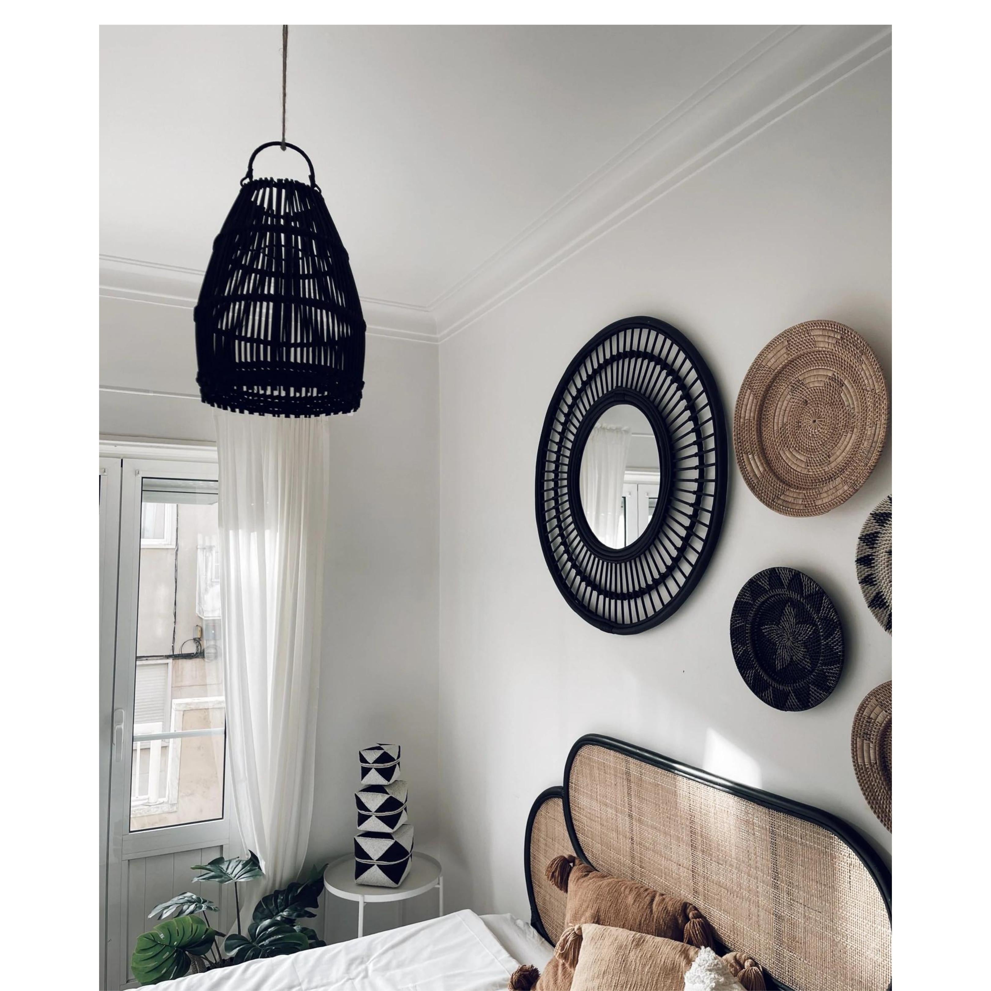 Rattan Lamp Shade Black, Ayana - Size Small