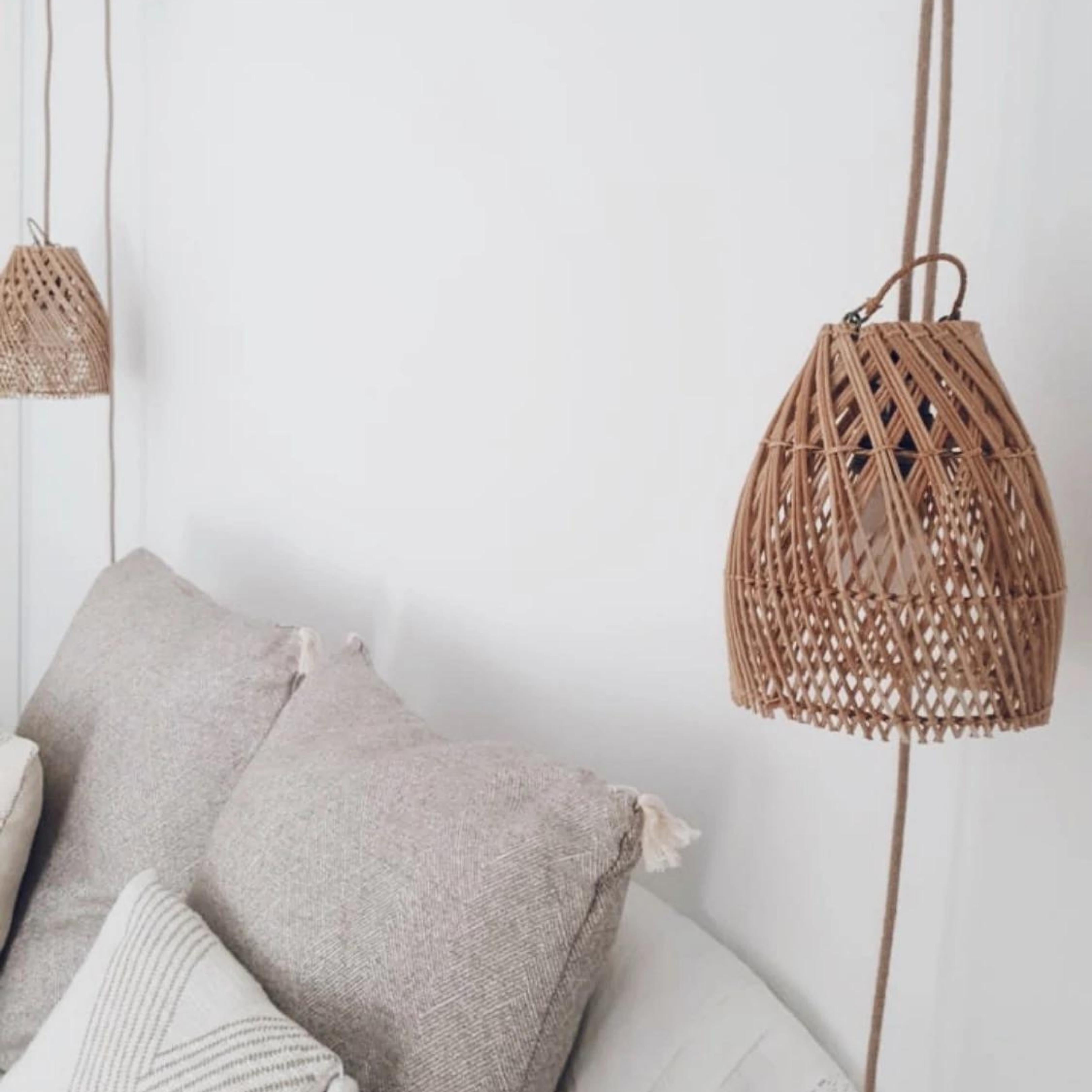 Rattan Lampshade Black Cross, Ayana  - Size Large