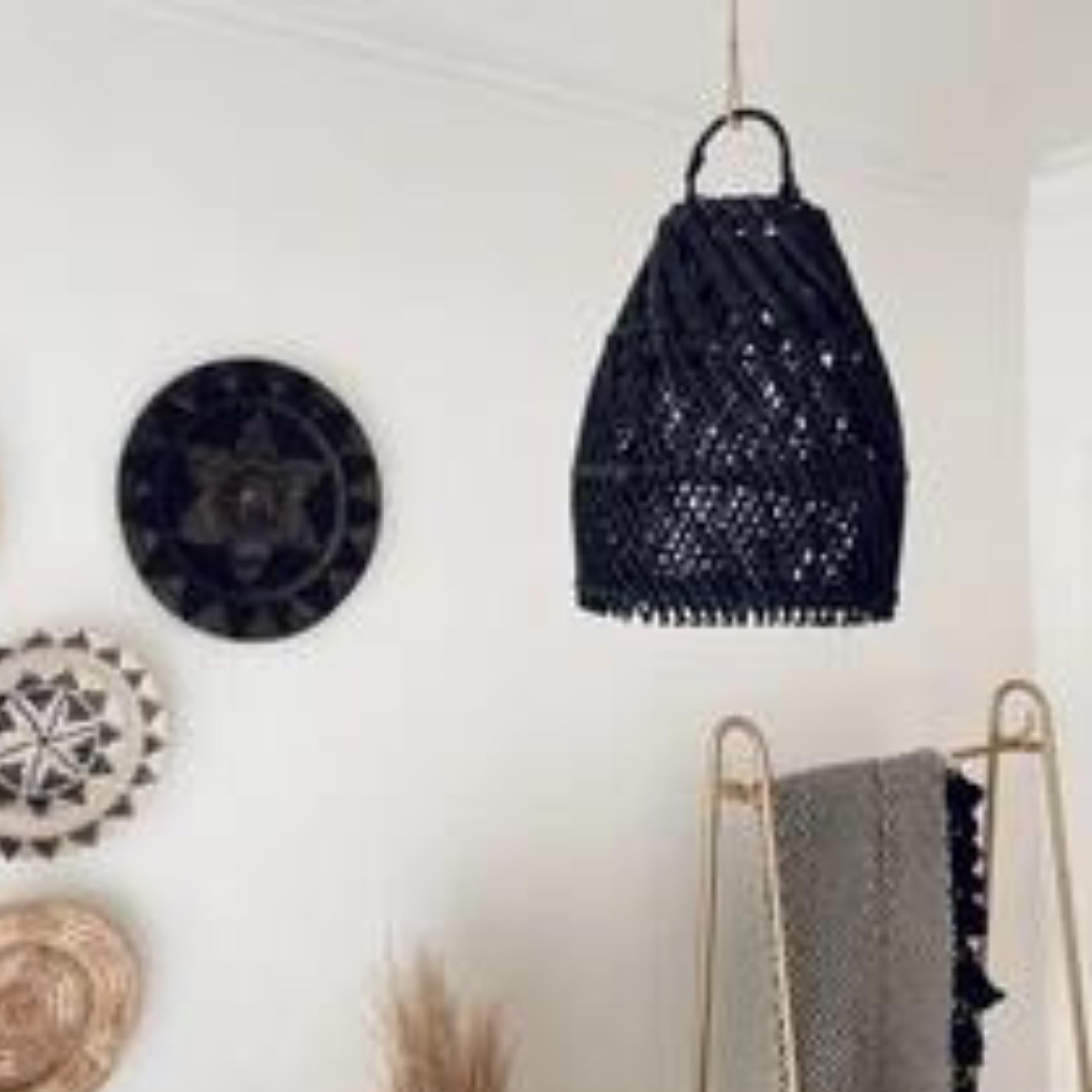 Rattan Lampshade Black Cross, Ayana  - Size Large