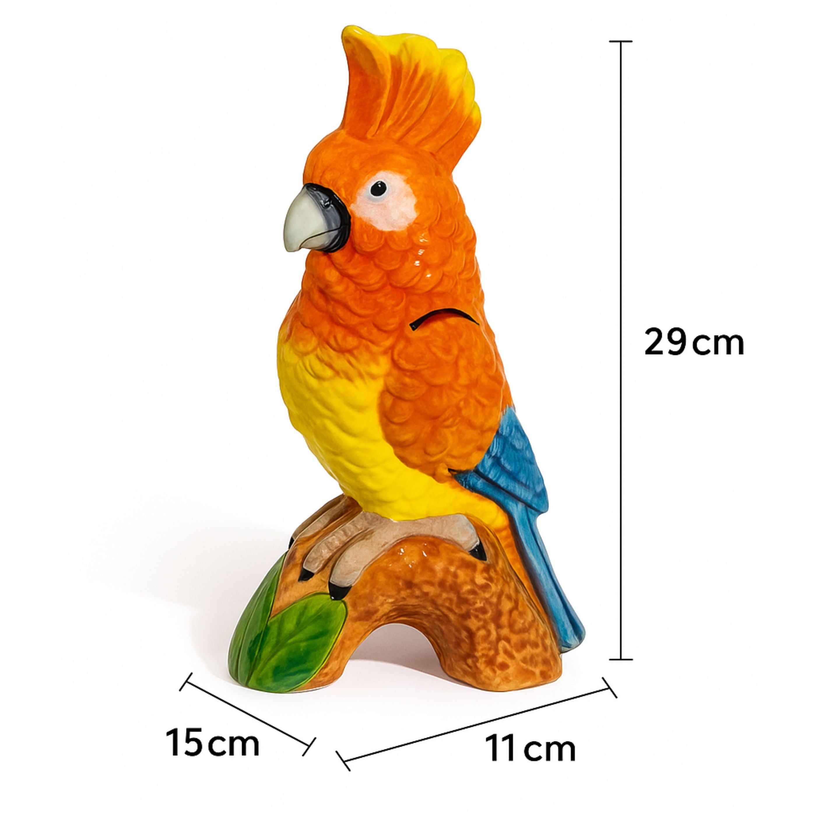 Orange Parrot on Perch Ceramic Vase