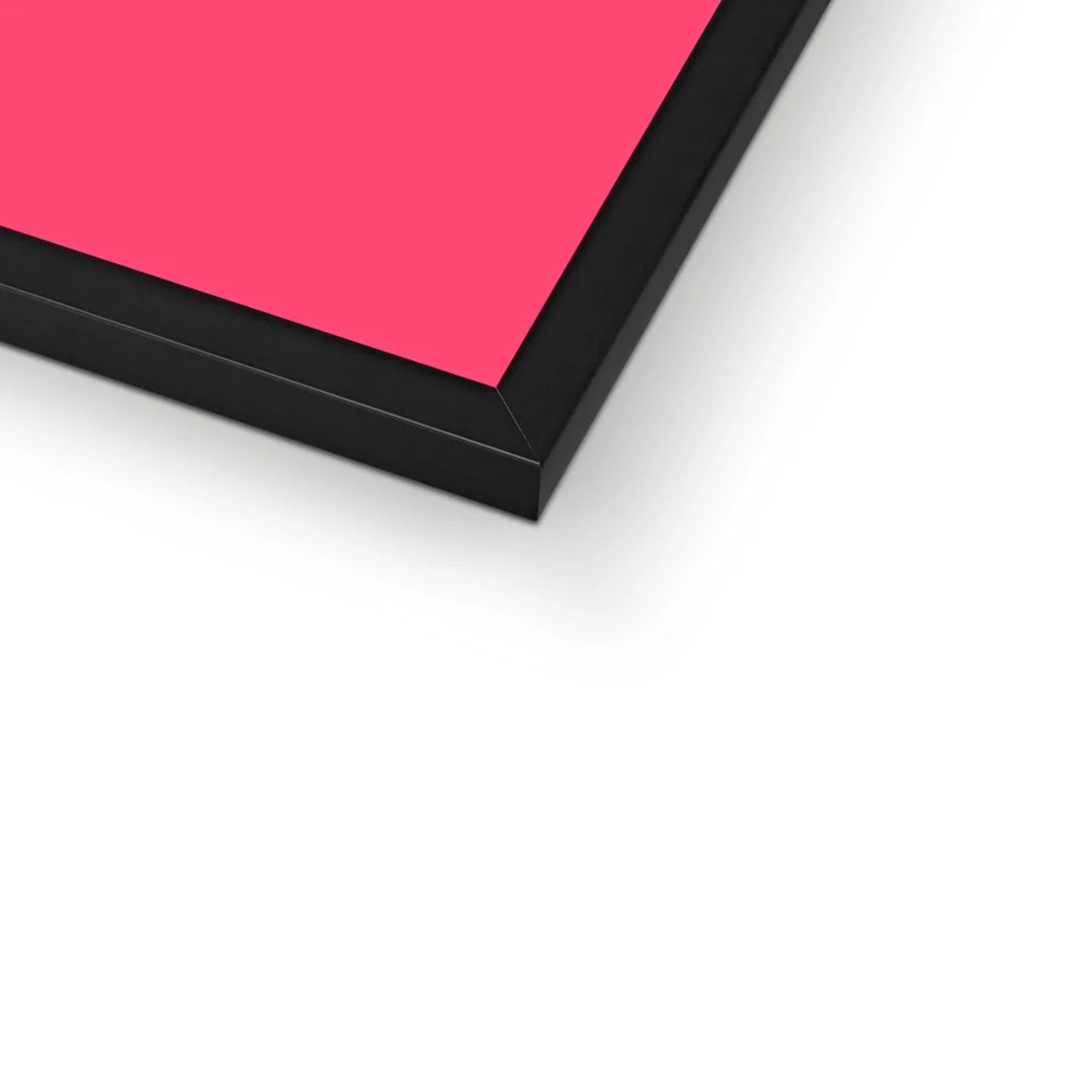 Close-up corner detail of the premium black frame and crystal-clear acrylic glazing, highlighting the quality craftsmanship and elegant finish of this professionally made-to-order Lizzie Onion's Emporium framed print.