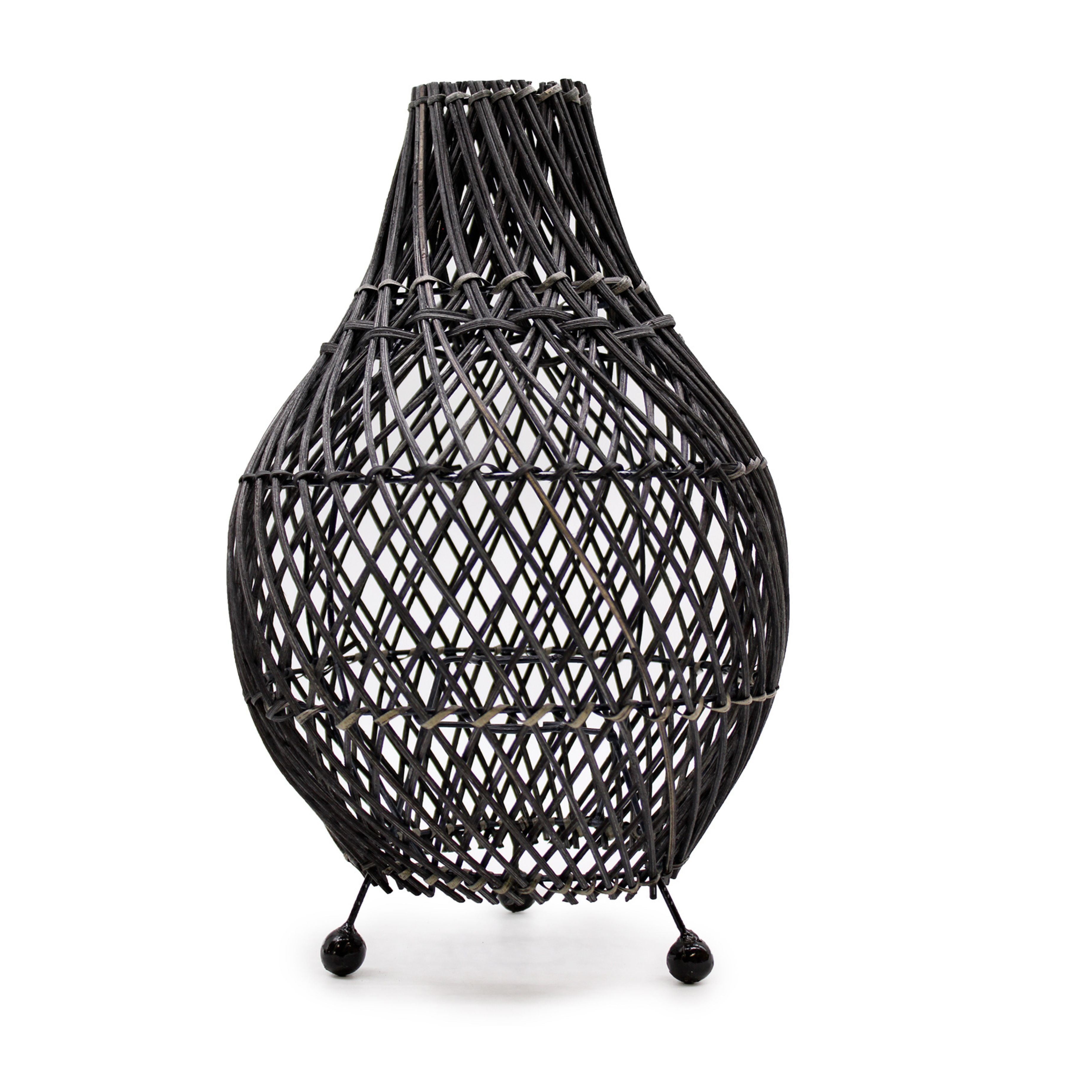 Handwoven Rattan Table Lamps - Black Image 1
