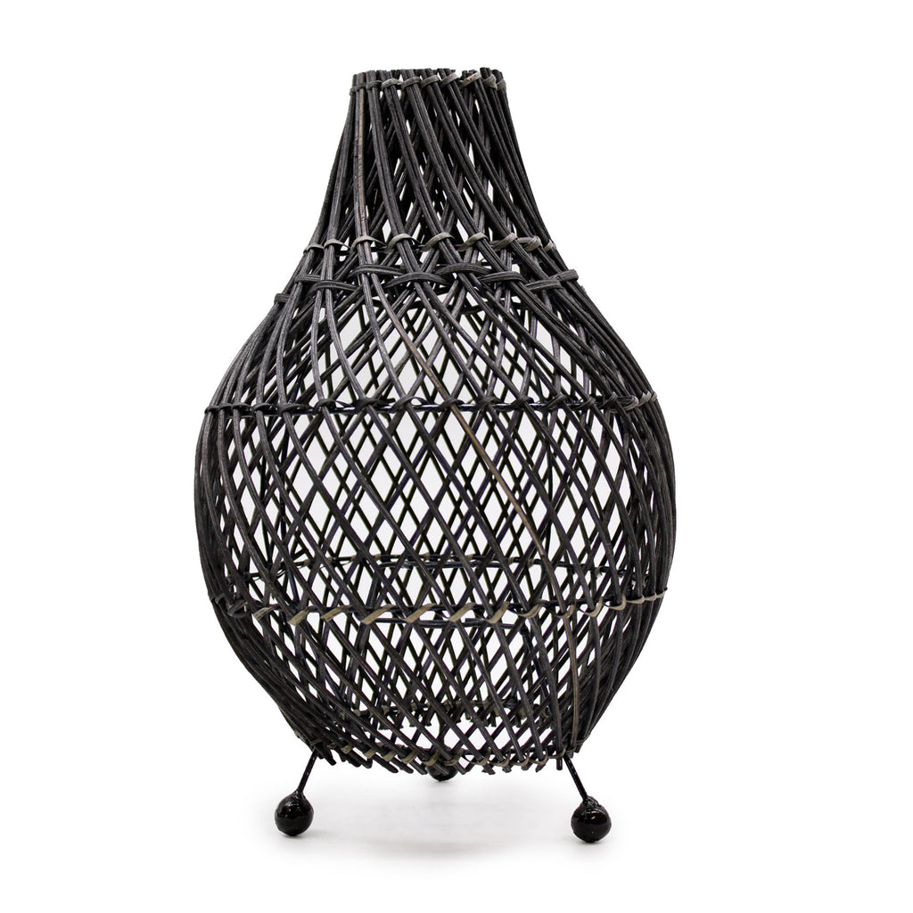 Handwoven Rattan Table Lamps - Black Image 1