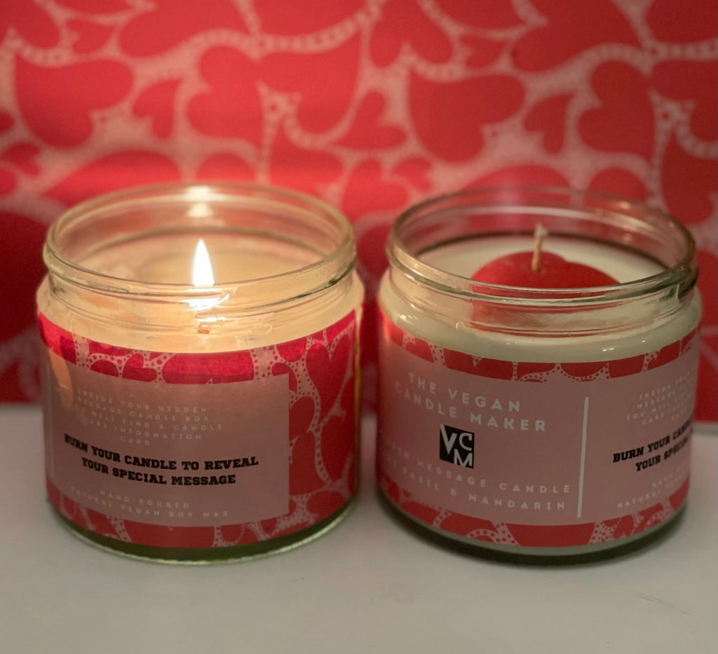 Hidden Message Vegan Soy Candle, Be My Valentine - Strawberries & Cream
