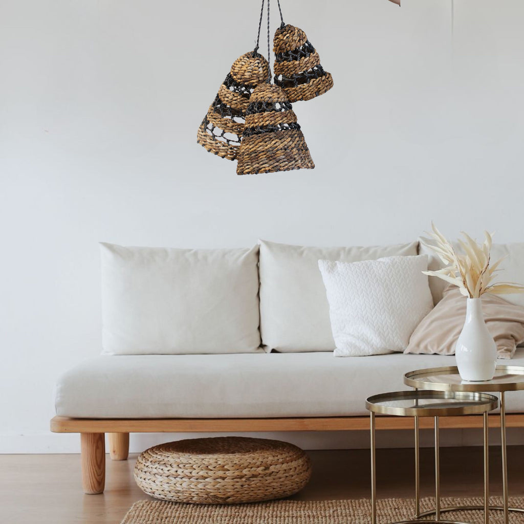 Natural Banana Leaf & Abu-Abu Raffia Lamp Shades – Set of 3 Image 3